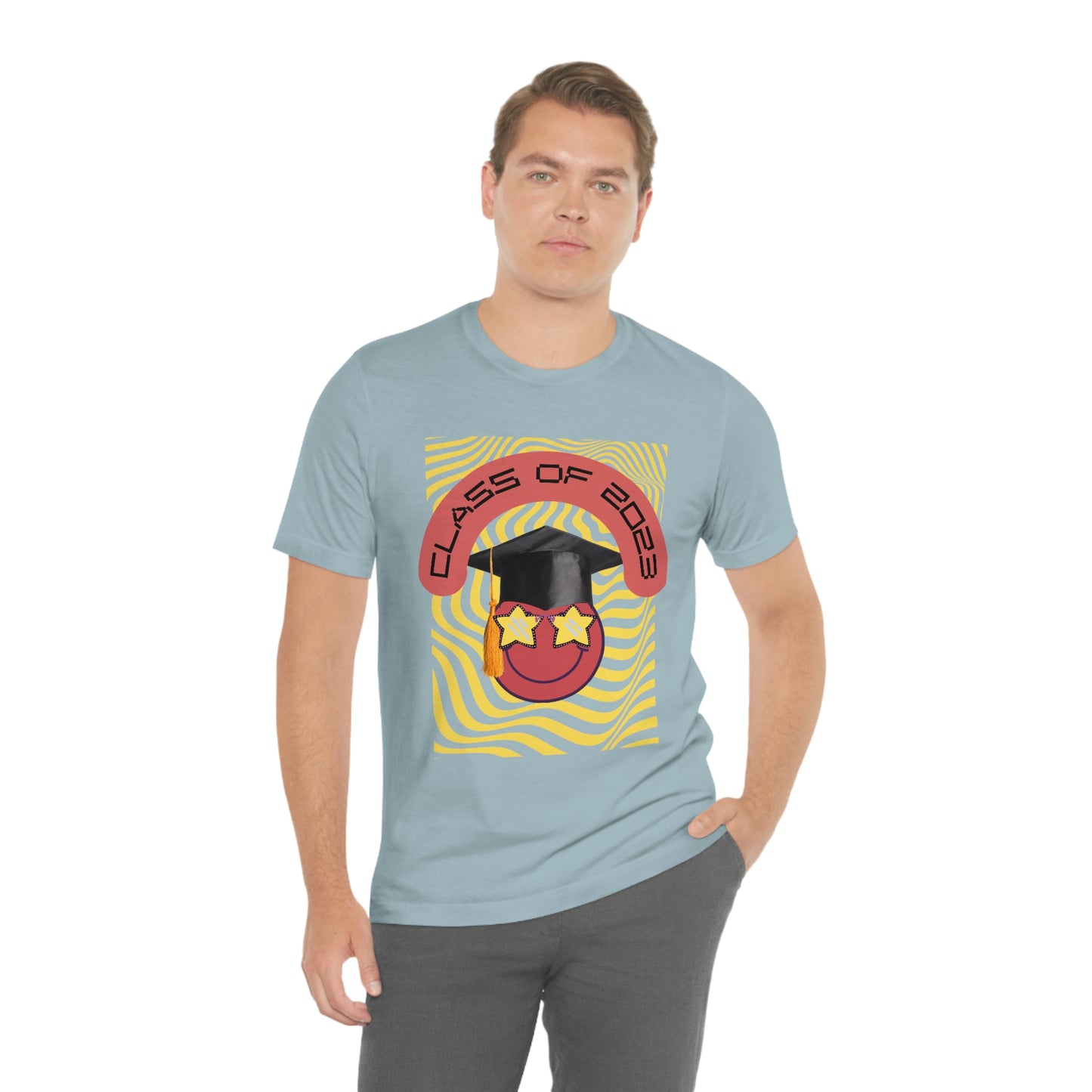 "Starry Eyed 2023 Smiley Graduate" Unisex Jersey Short Sleeve Tee
