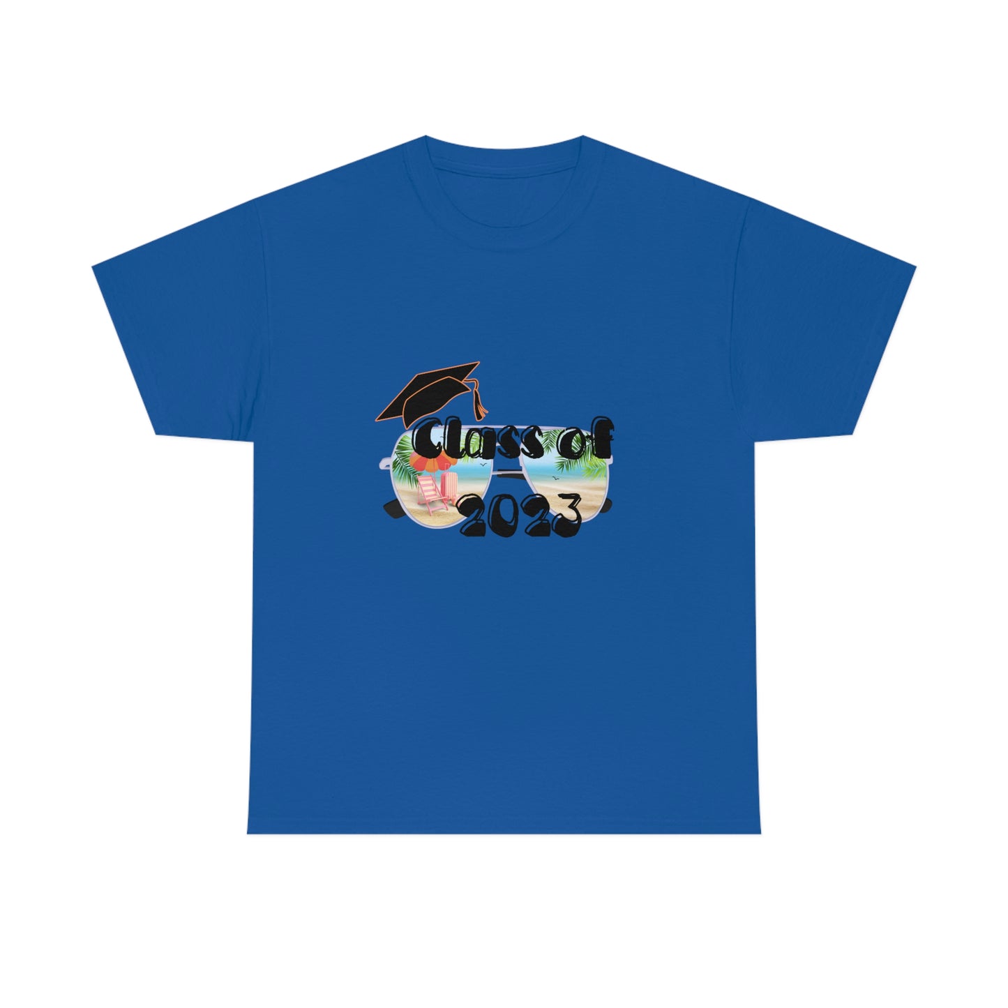 "Class of 2023 Cap over Shades": 2023 Graduate: Unisex Heavy Cotton Tee