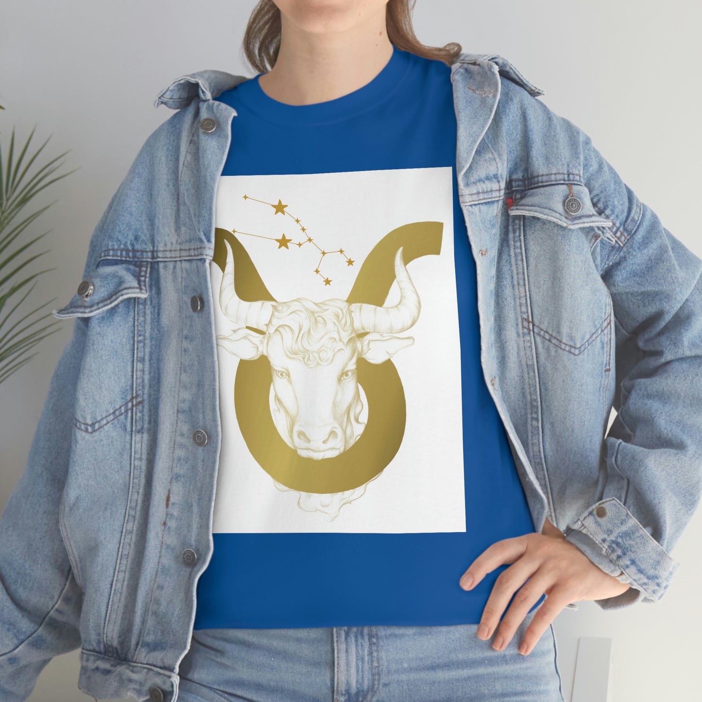 "Taurus Bull Head in Symbol" With White Background Unisex Heavy Cotton Tee