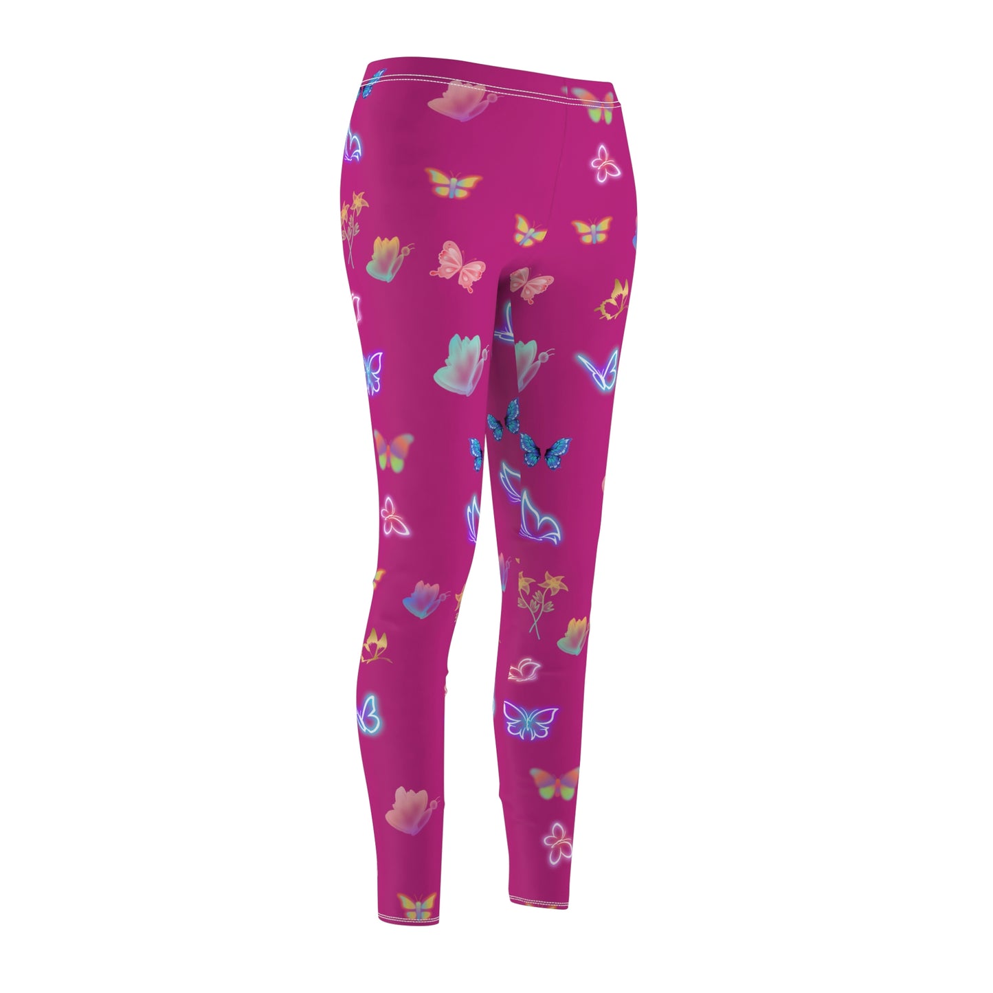 Pink Glowing Butterflies Women's Casual Leggings