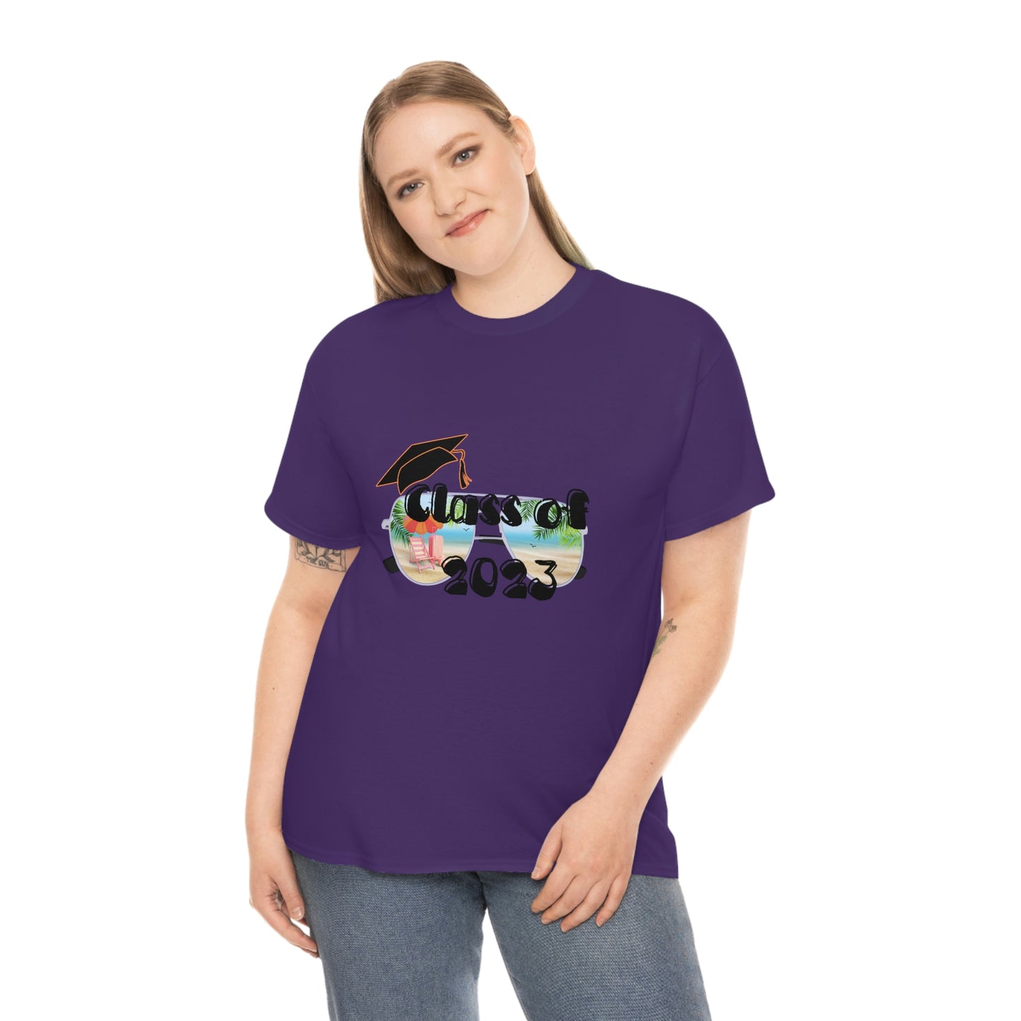 "Class of 2023 Cap over Shades": 2023 Graduate: Unisex Heavy Cotton Tee