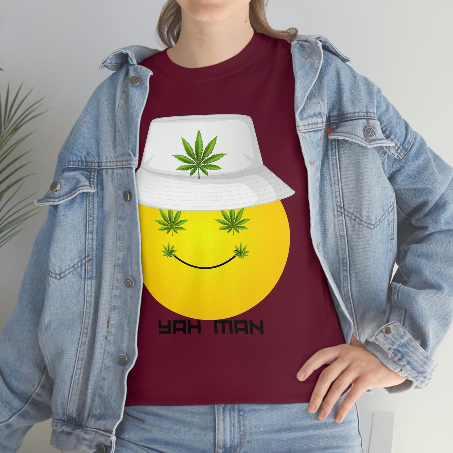 "Weed Emoji in Bucket Hat" Unisex Heavy Cotton Tee