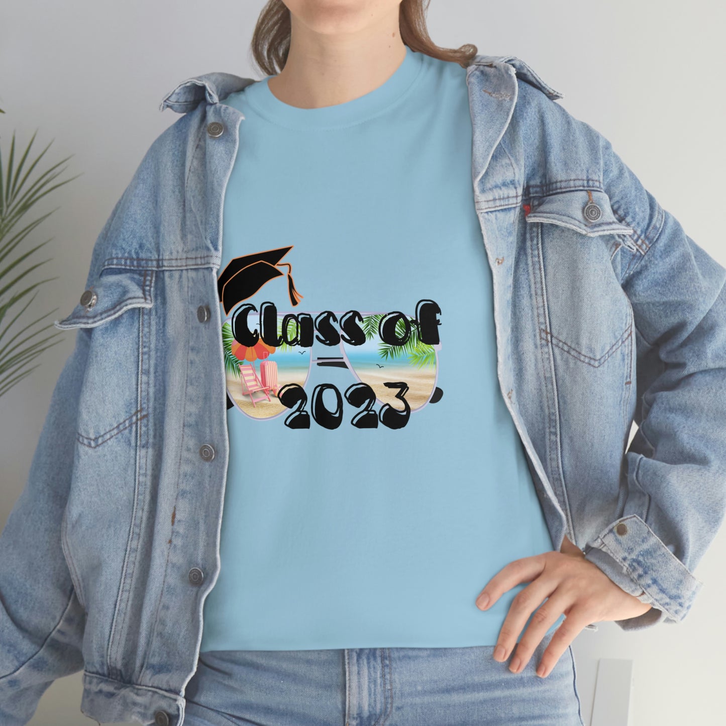 "Class of 2023 Cap over Shades": 2023 Graduate: Unisex Heavy Cotton Tee