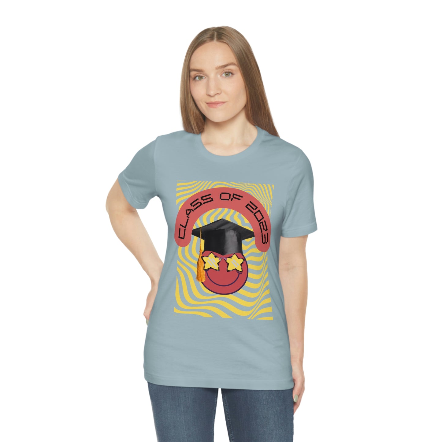 "Starry Eyed 2023 Smiley Graduate" Unisex Jersey Short Sleeve Tee