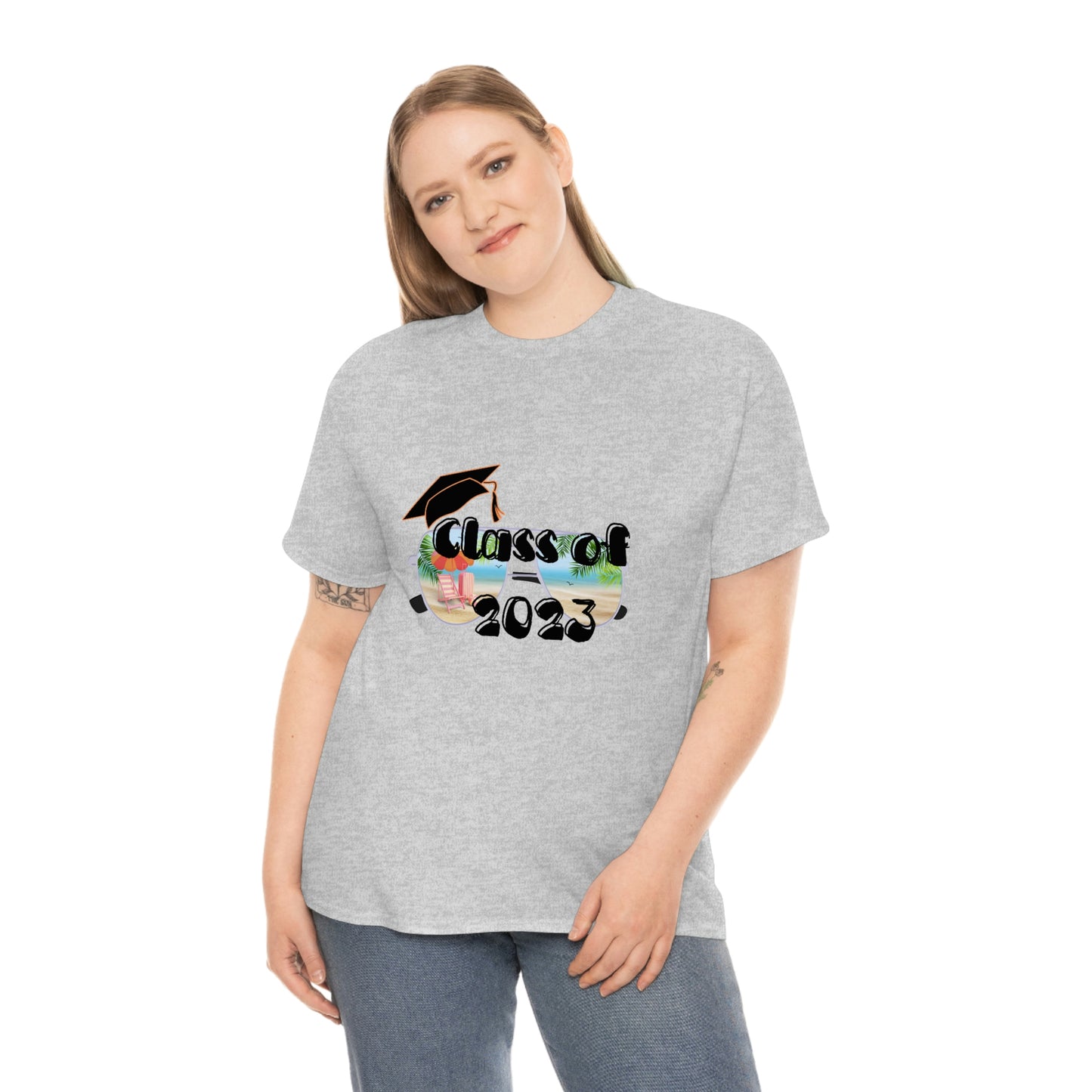 "Class of 2023 Cap over Shades": 2023 Graduate: Unisex Heavy Cotton Tee
