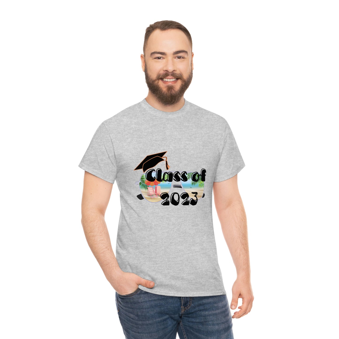 "Class of 2023 Cap over Shades": 2023 Graduate: Unisex Heavy Cotton Tee