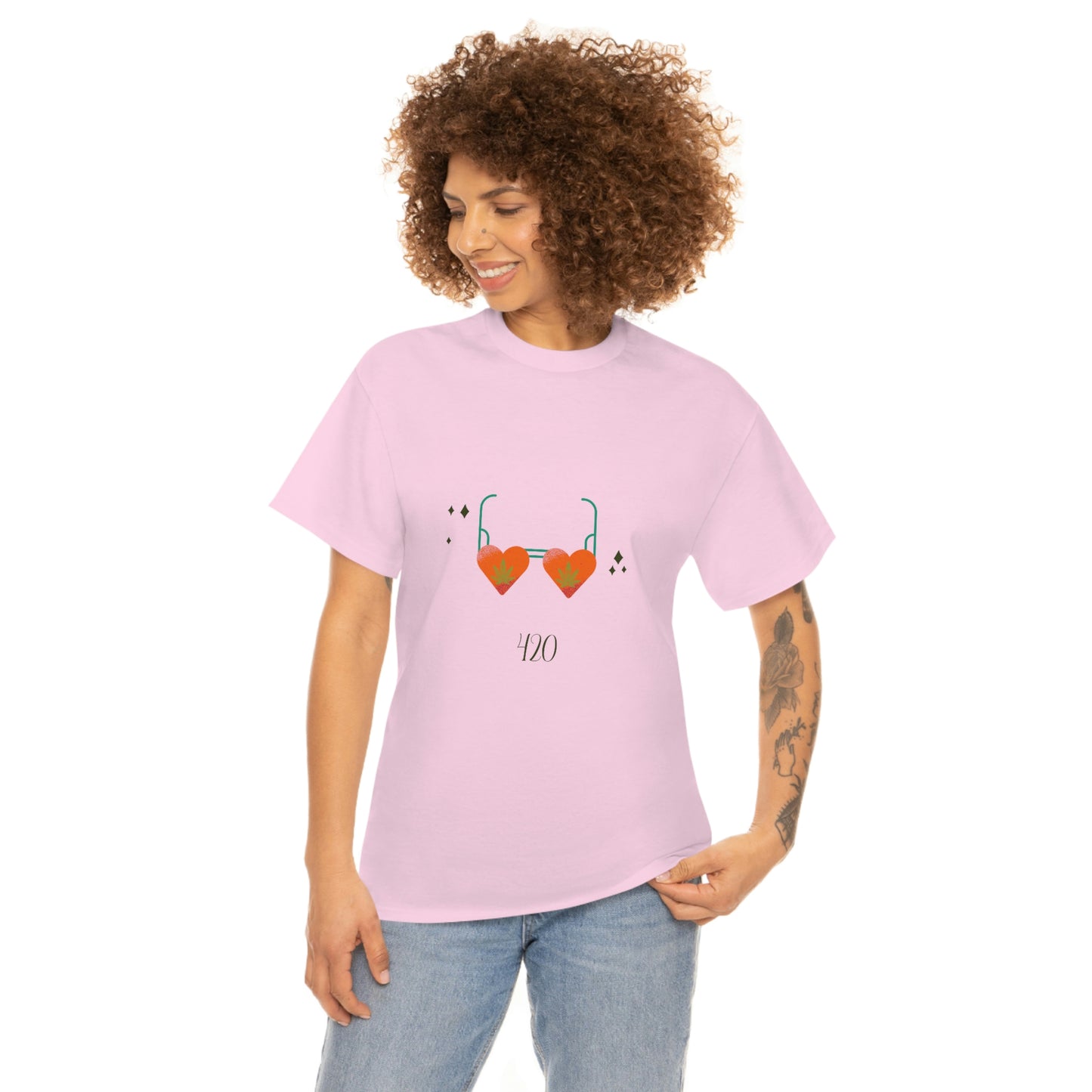 "Heart Shaped 420 Shades" Unisex Heavy Cotton Tee