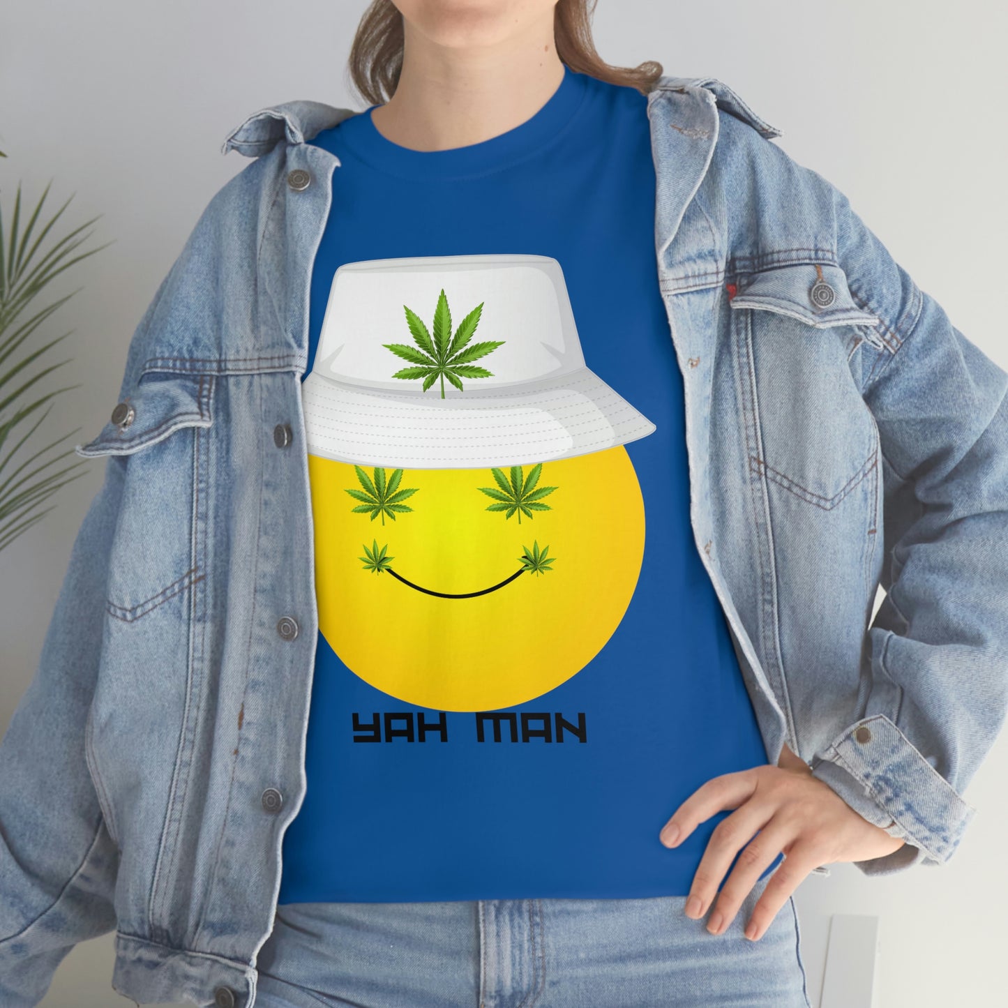 "Weed Emoji in Bucket Hat" Unisex Heavy Cotton Tee