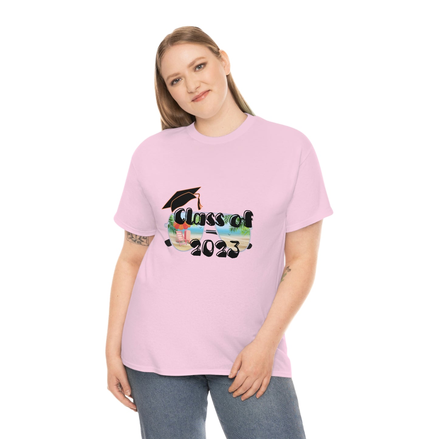 "Class of 2023 Cap over Shades": 2023 Graduate: Unisex Heavy Cotton Tee