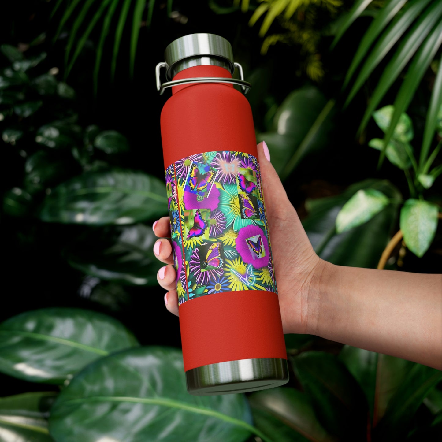 "Butterfly Garden" - Copper Vacuum Insulated Bottle, 22oz
