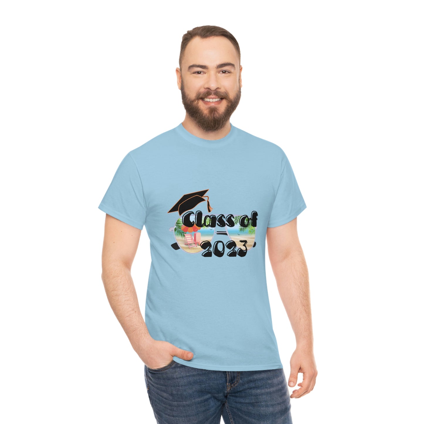 "Class of 2023 Cap over Shades": 2023 Graduate: Unisex Heavy Cotton Tee