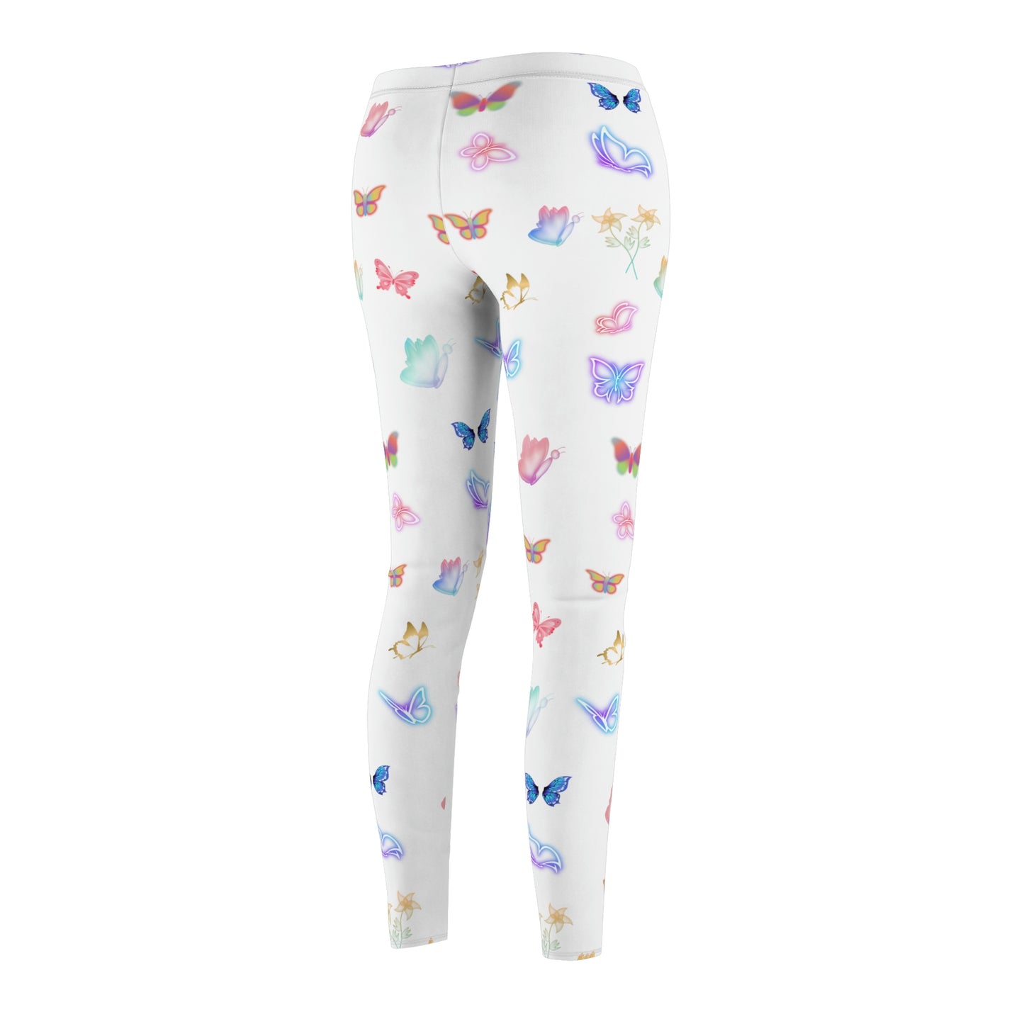 White Glowing Butterflies Women's Casual Leggings