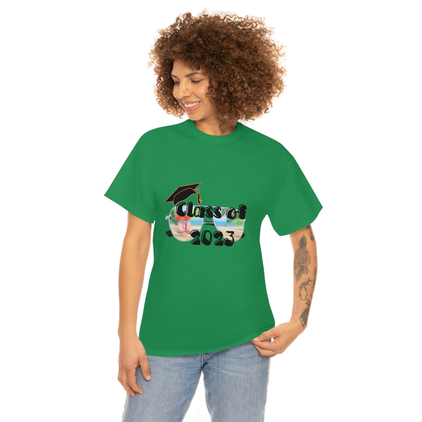 "Class of 2023 Cap over Shades": 2023 Graduate: Unisex Heavy Cotton Tee