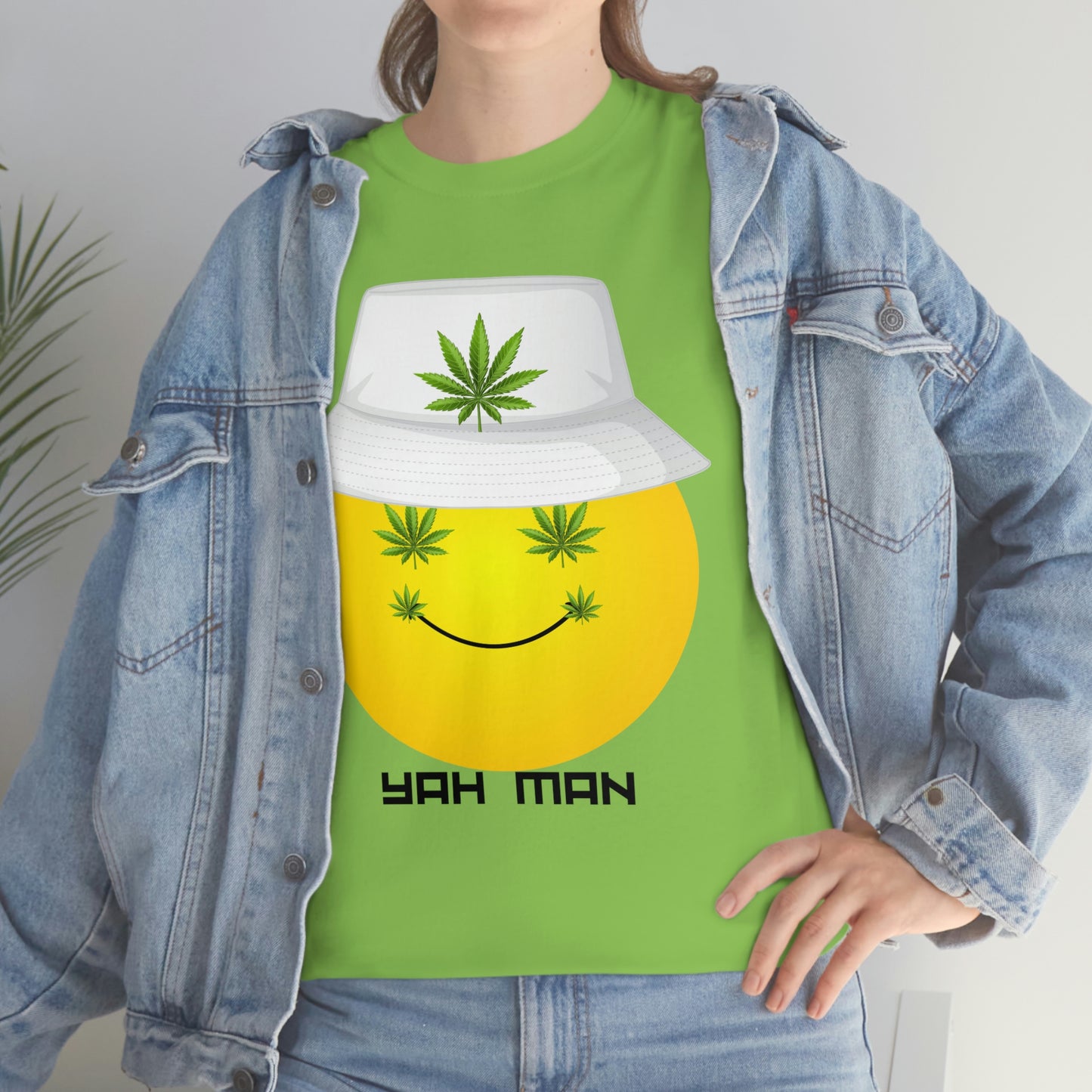 "Weed Emoji in Bucket Hat" Unisex Heavy Cotton Tee