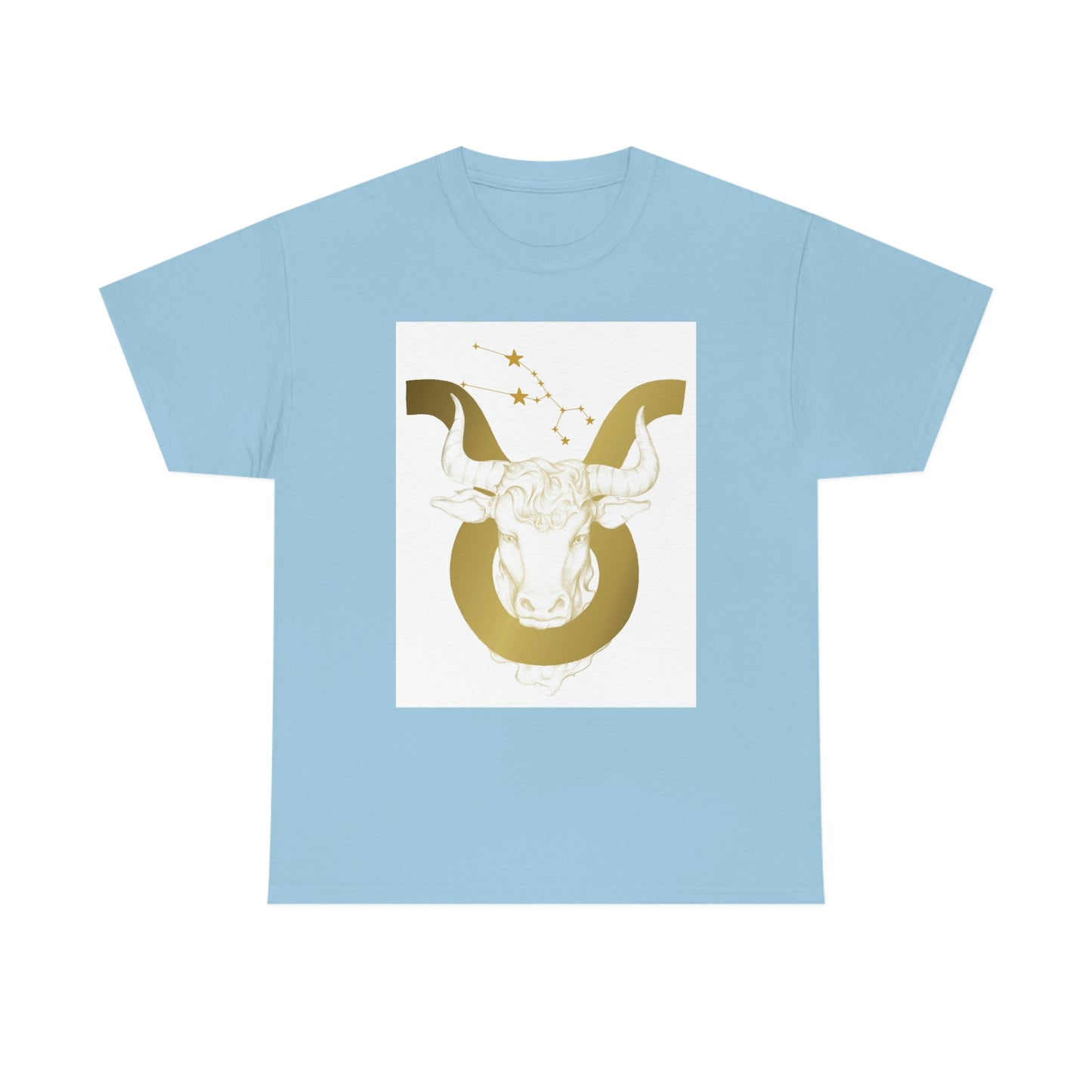"Taurus Bull Head in Symbol" With White Background Unisex Heavy Cotton Tee