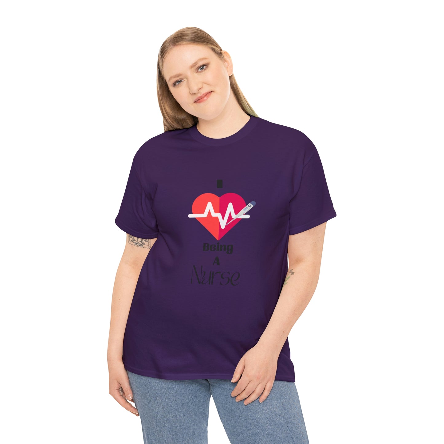 "I Love Being A Nurse" - Unisex Heavy Cotton Tee
