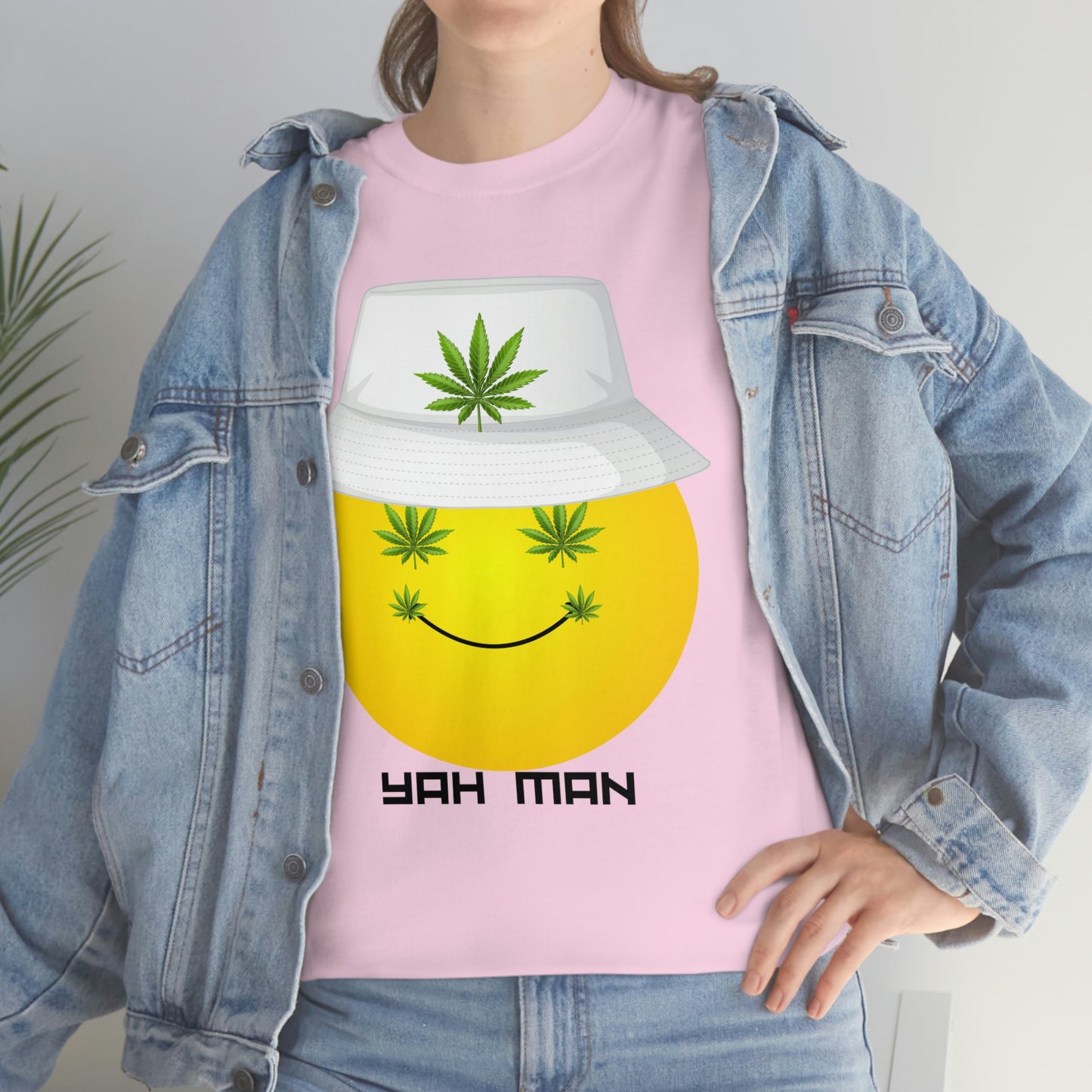 "Weed Emoji in Bucket Hat" Unisex Heavy Cotton Tee
