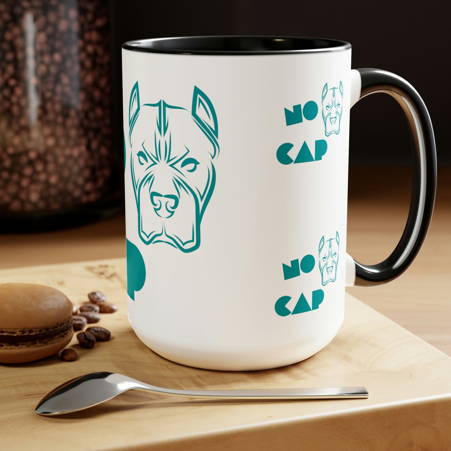 "NO CAP" Two-Tone Coffee Mugs, 15oz