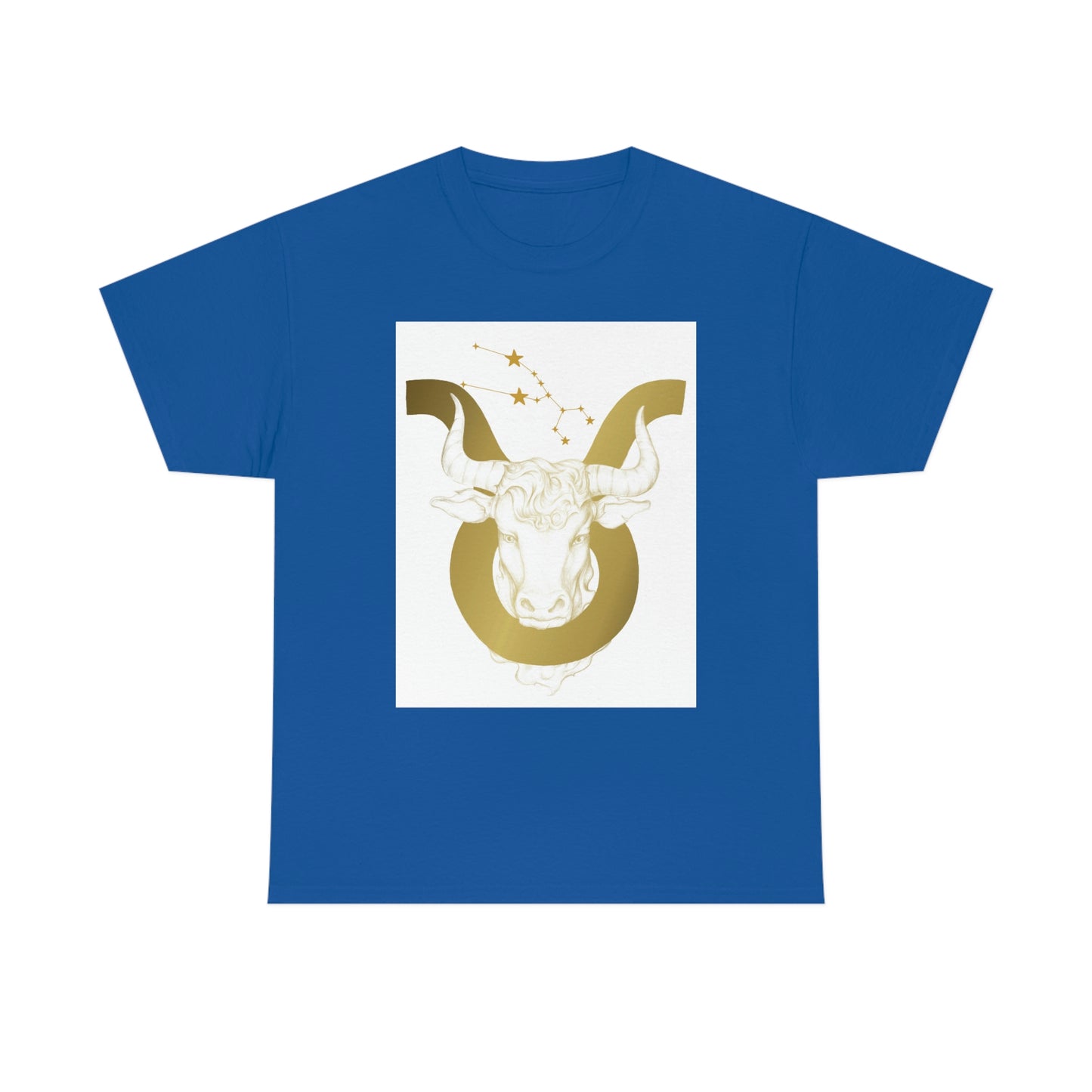 "Taurus Bull Head in Symbol" With White Background Unisex Heavy Cotton Tee