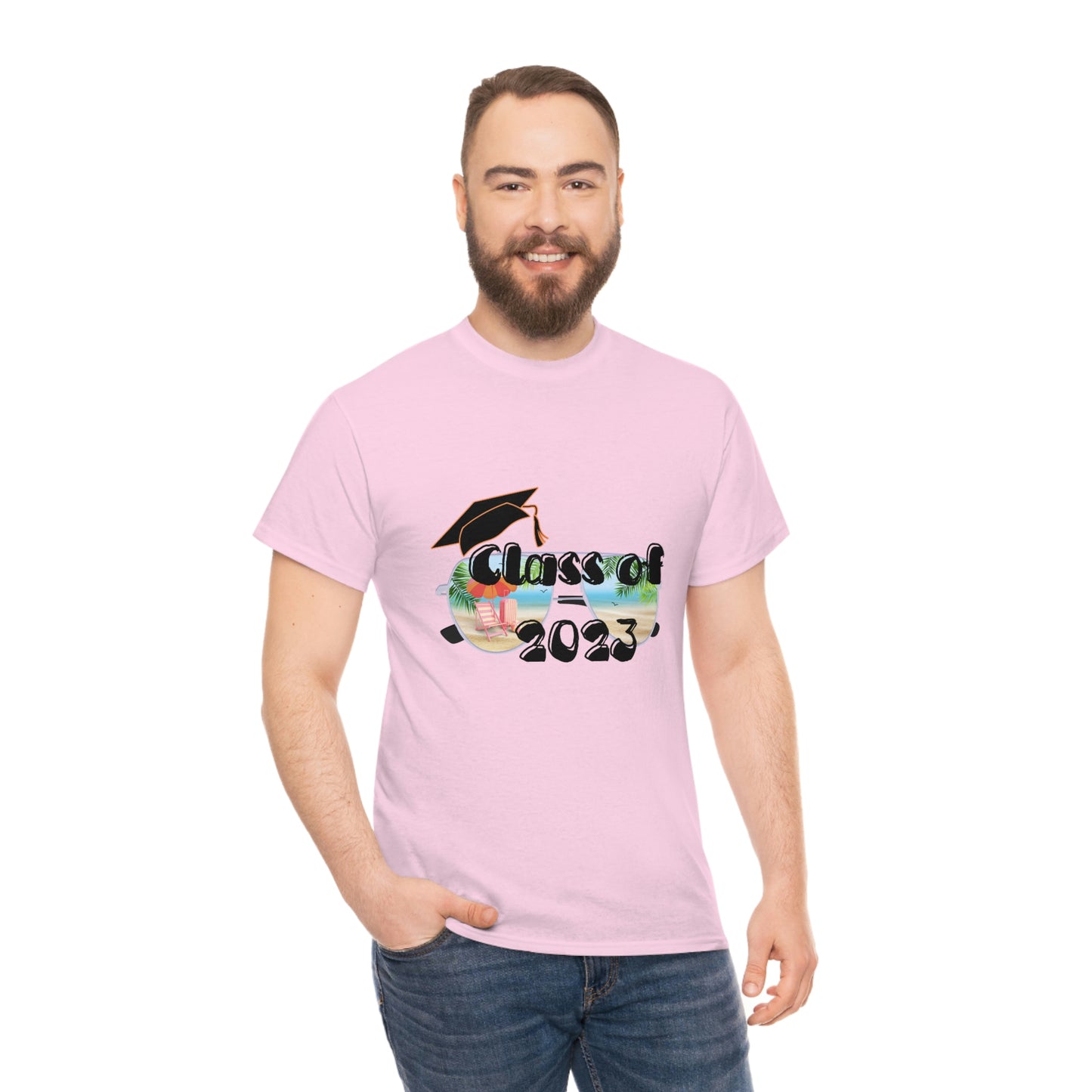 "Class of 2023 Cap over Shades": 2023 Graduate: Unisex Heavy Cotton Tee
