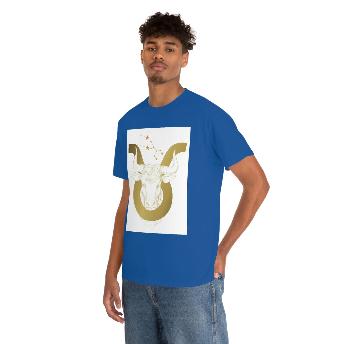 "Taurus Bull Head in Symbol" With White Background Unisex Heavy Cotton Tee
