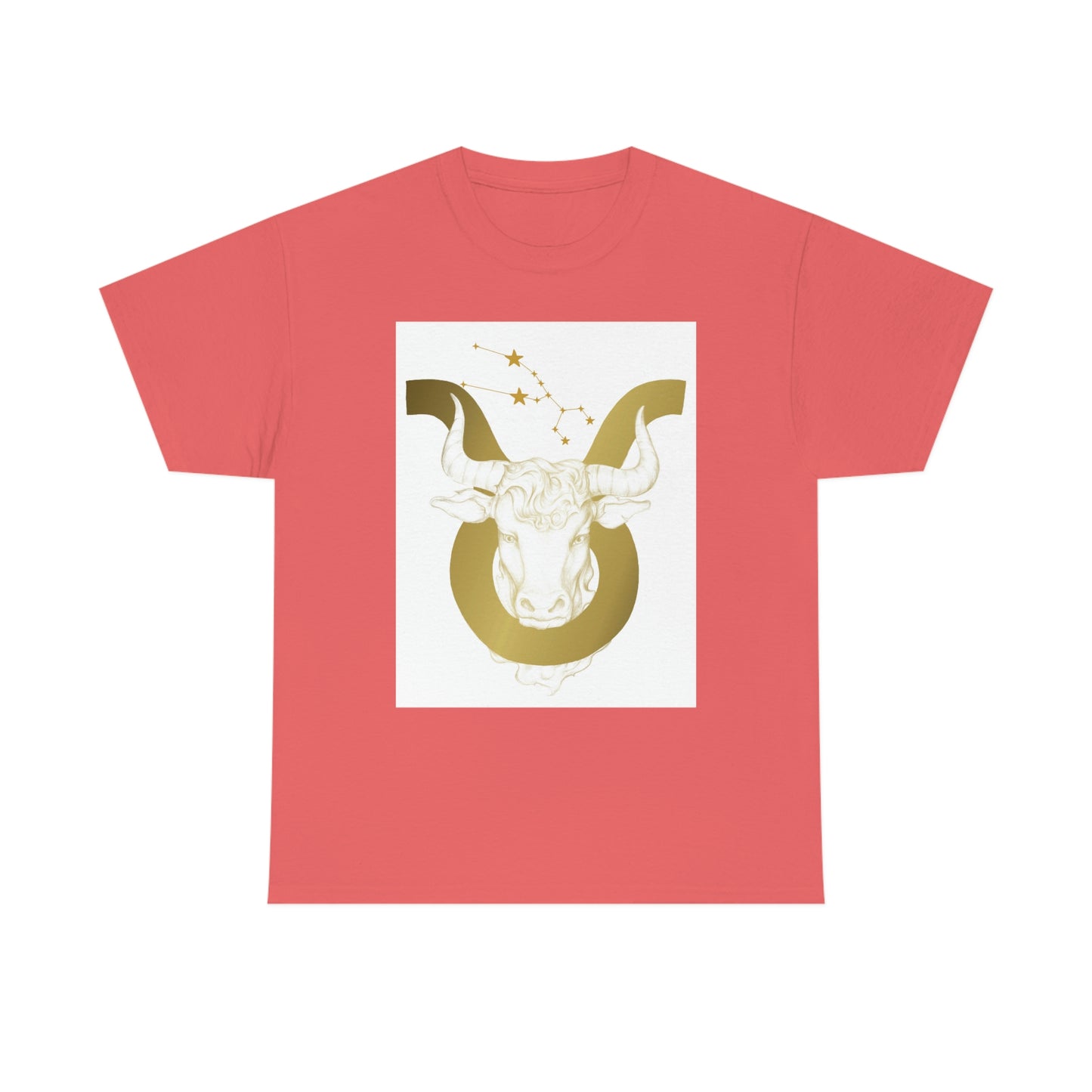"Taurus Bull Head in Symbol" With White Background Unisex Heavy Cotton Tee