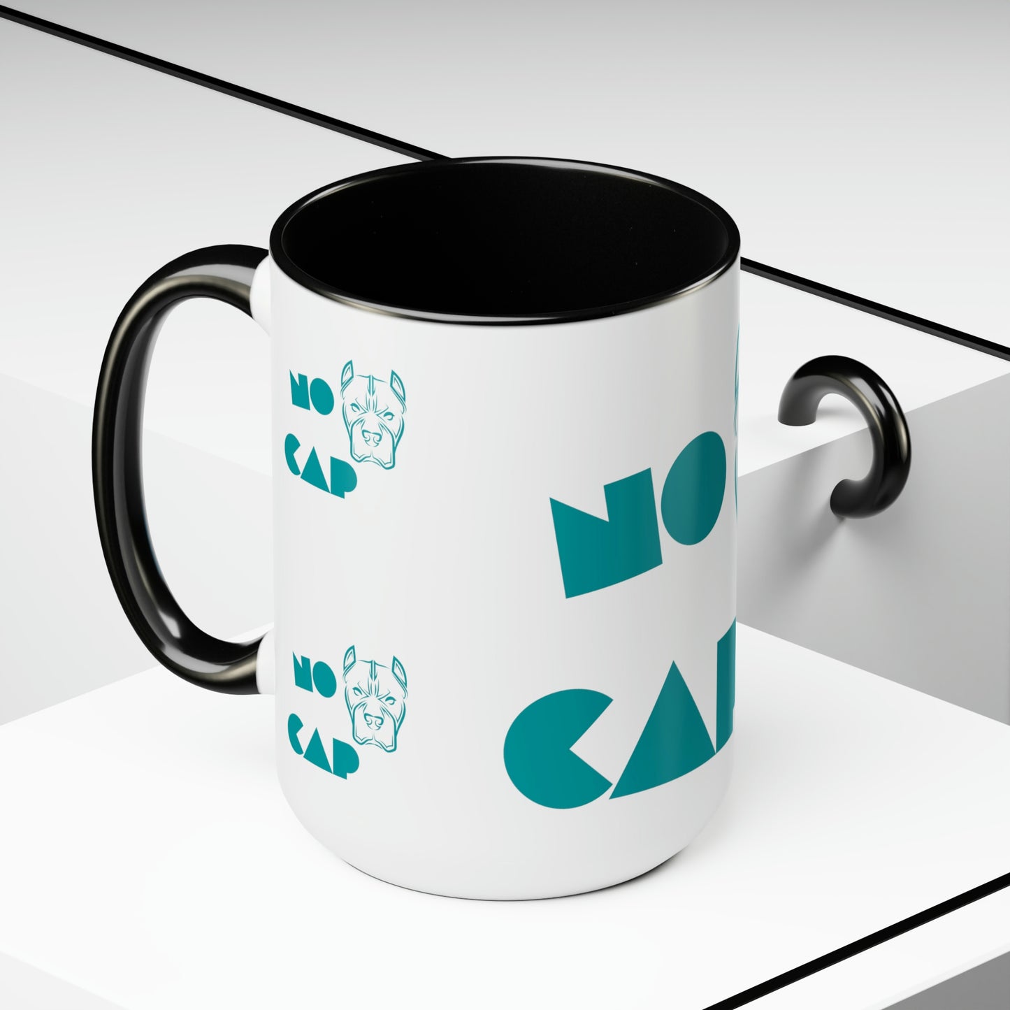 "NO CAP" Two-Tone Coffee Mugs, 15oz