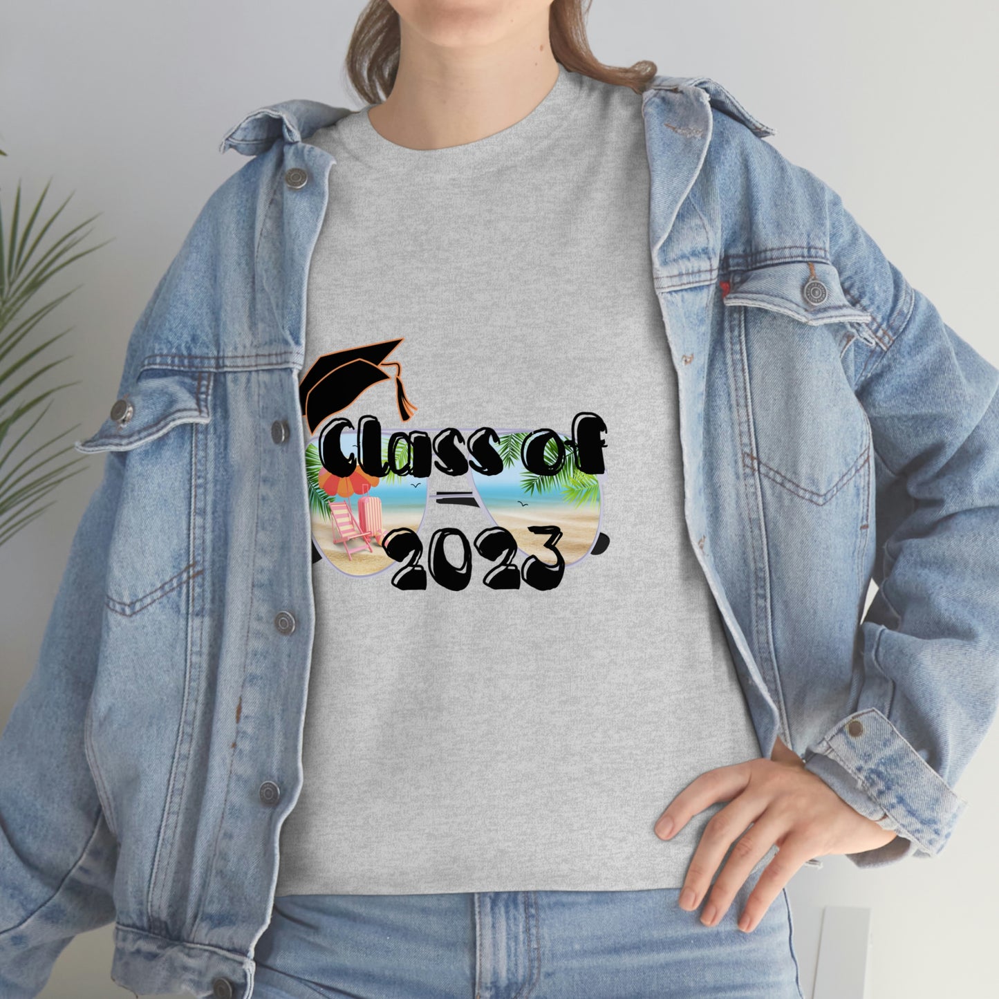 "Class of 2023 Cap over Shades": 2023 Graduate: Unisex Heavy Cotton Tee