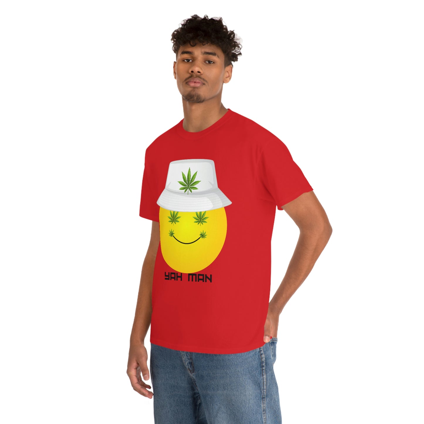 "Weed Emoji in Bucket Hat" Unisex Heavy Cotton Tee