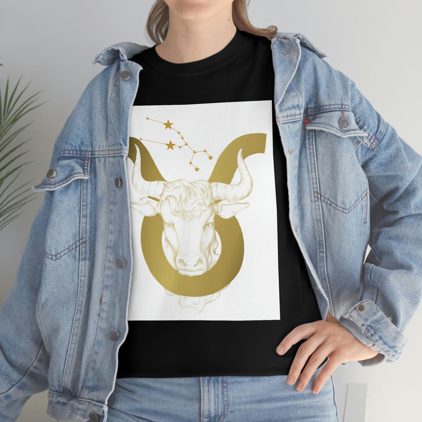 "Taurus Bull Head in Symbol" With White Background Unisex Heavy Cotton Tee