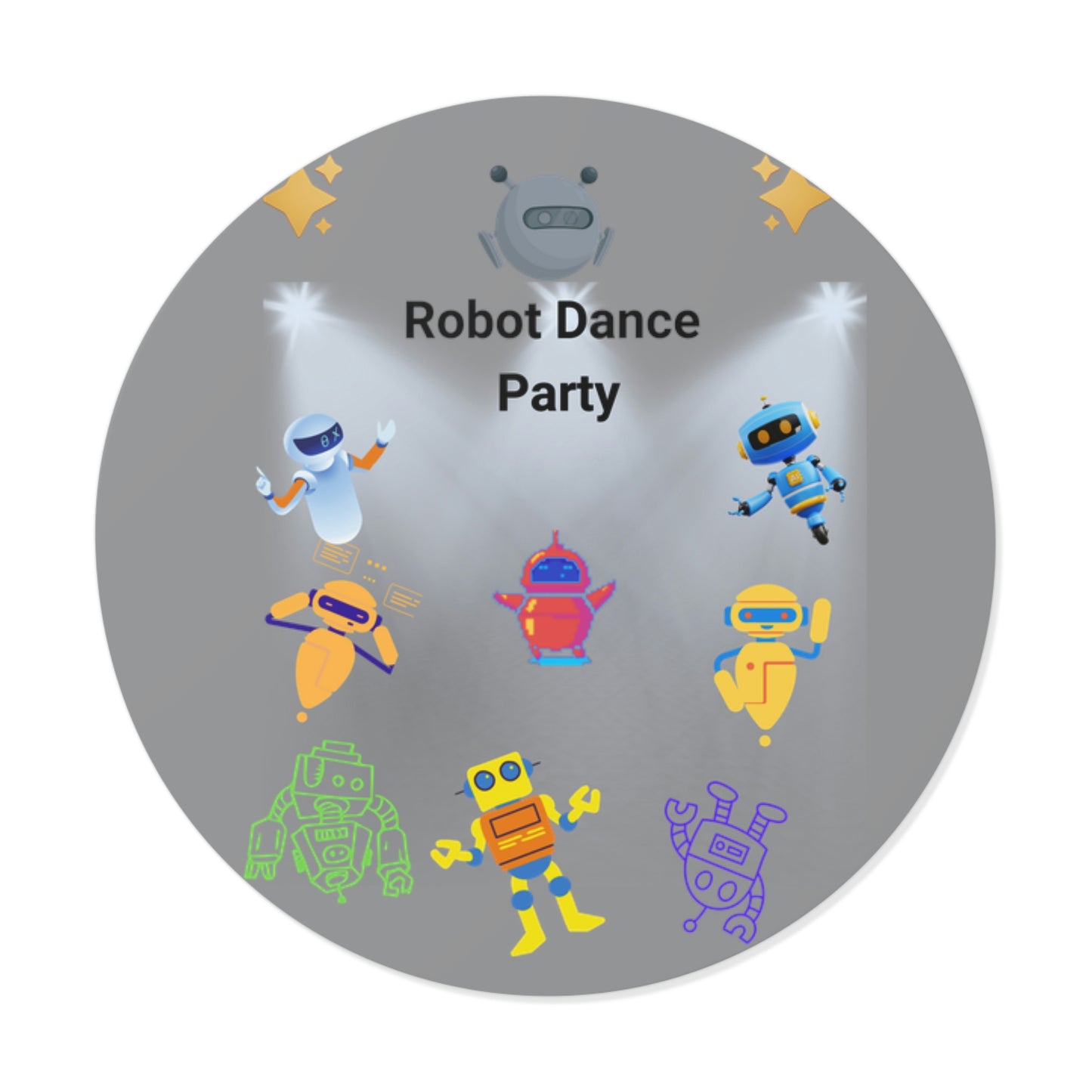 "Robot Dance Party" - Round Vinyl Stickers