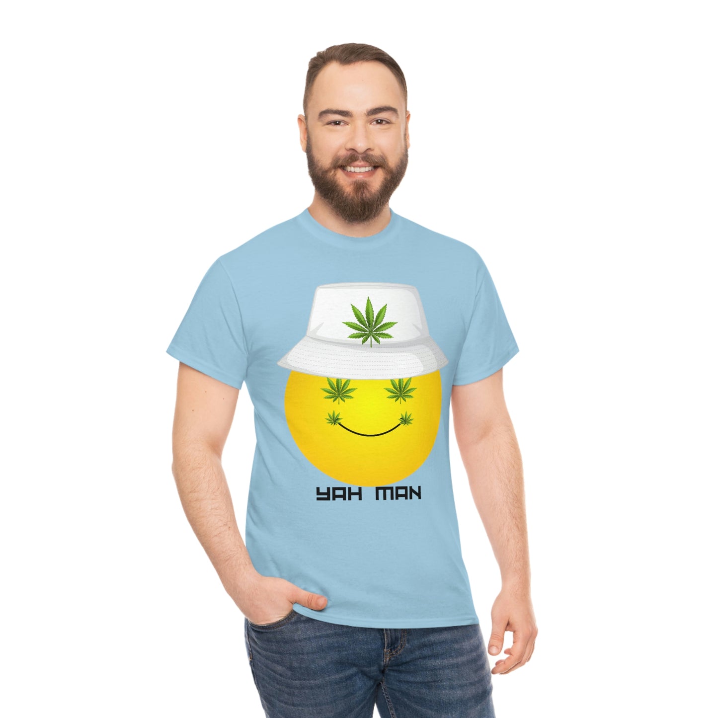 "Weed Emoji in Bucket Hat" Unisex Heavy Cotton Tee