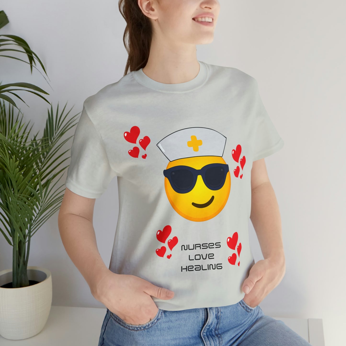 "Nurses Love Healing" - Unisex Jersey Short Sleeve Tee