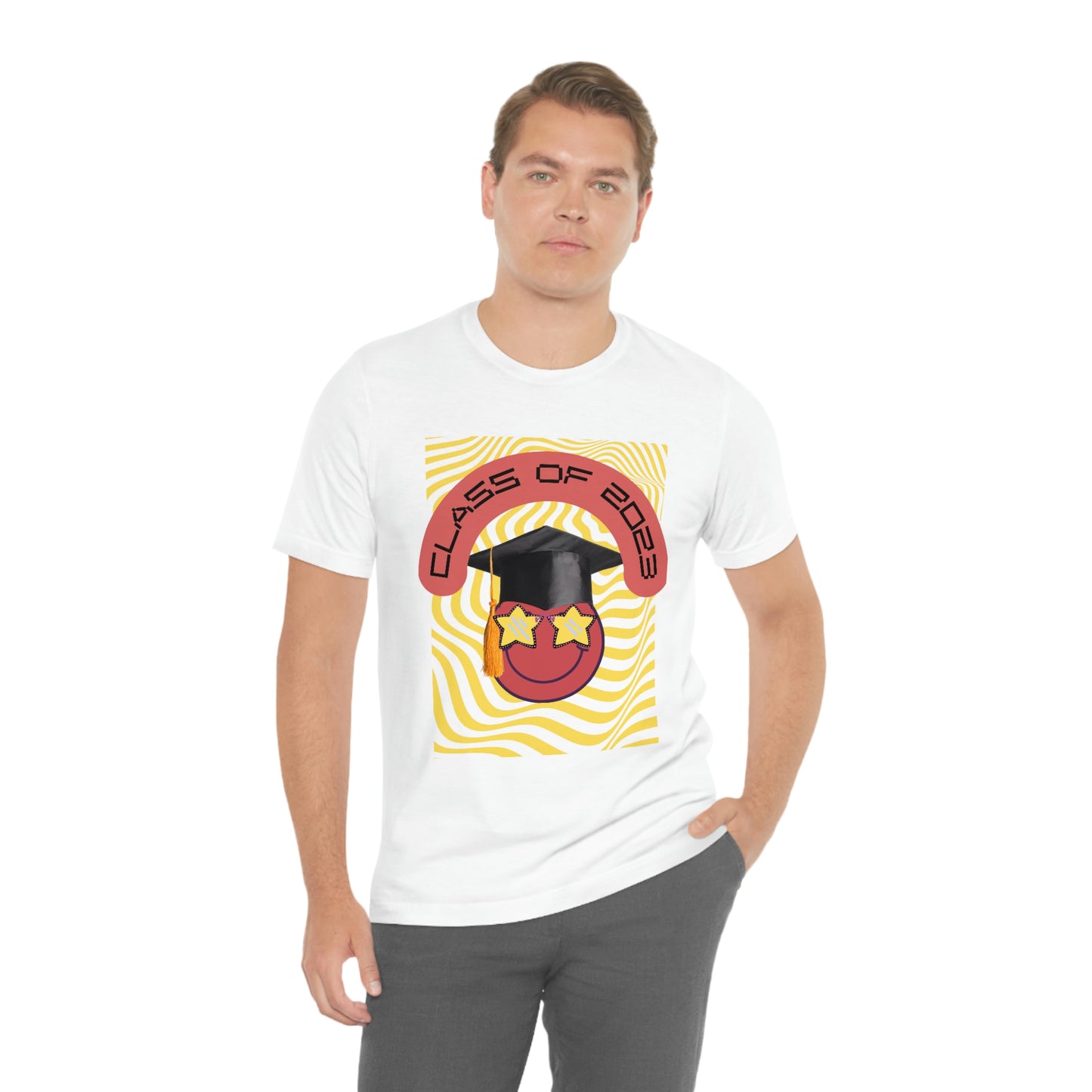 "Starry Eyed 2023 Smiley Graduate" Unisex Jersey Short Sleeve Tee