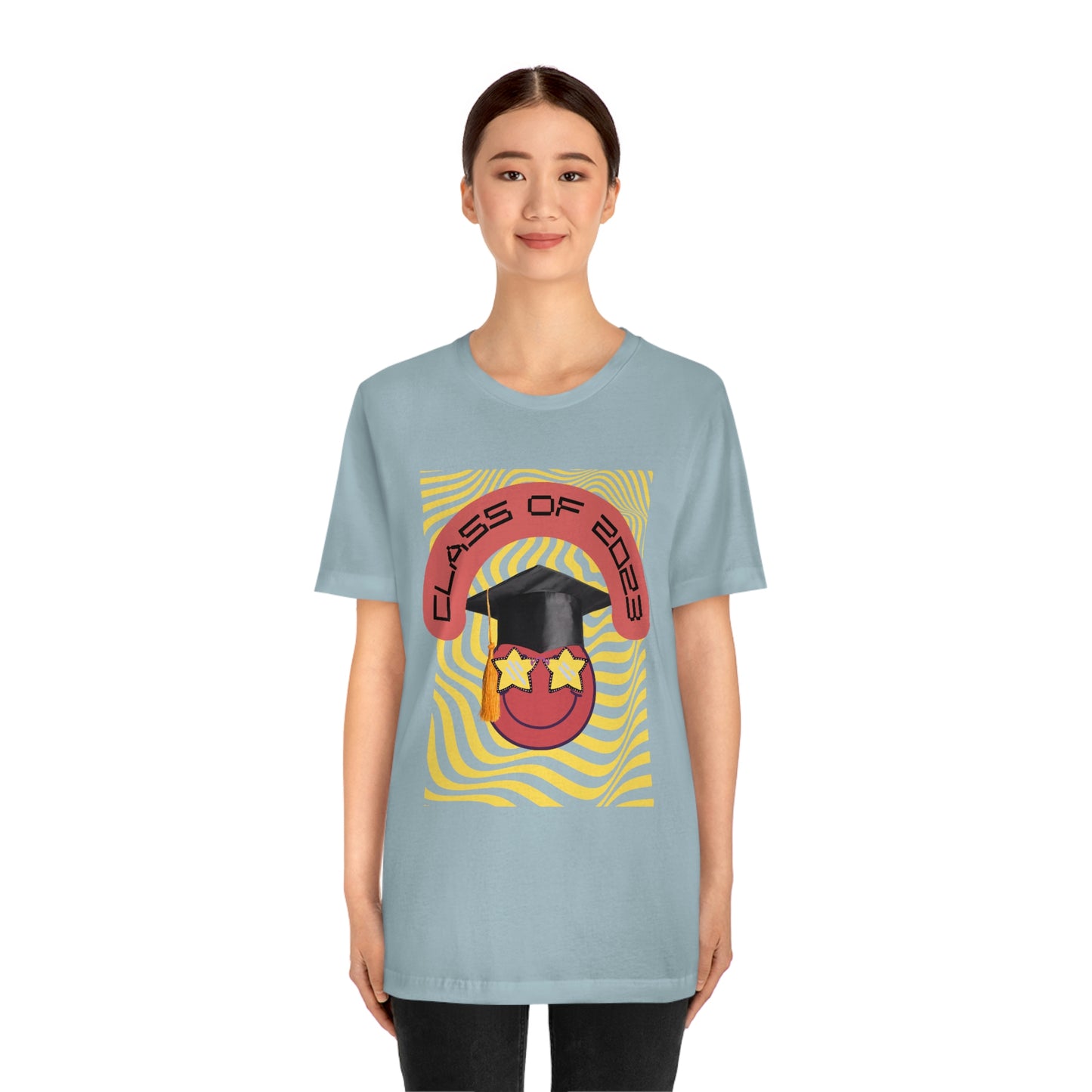 "Starry Eyed 2023 Smiley Graduate" Unisex Jersey Short Sleeve Tee