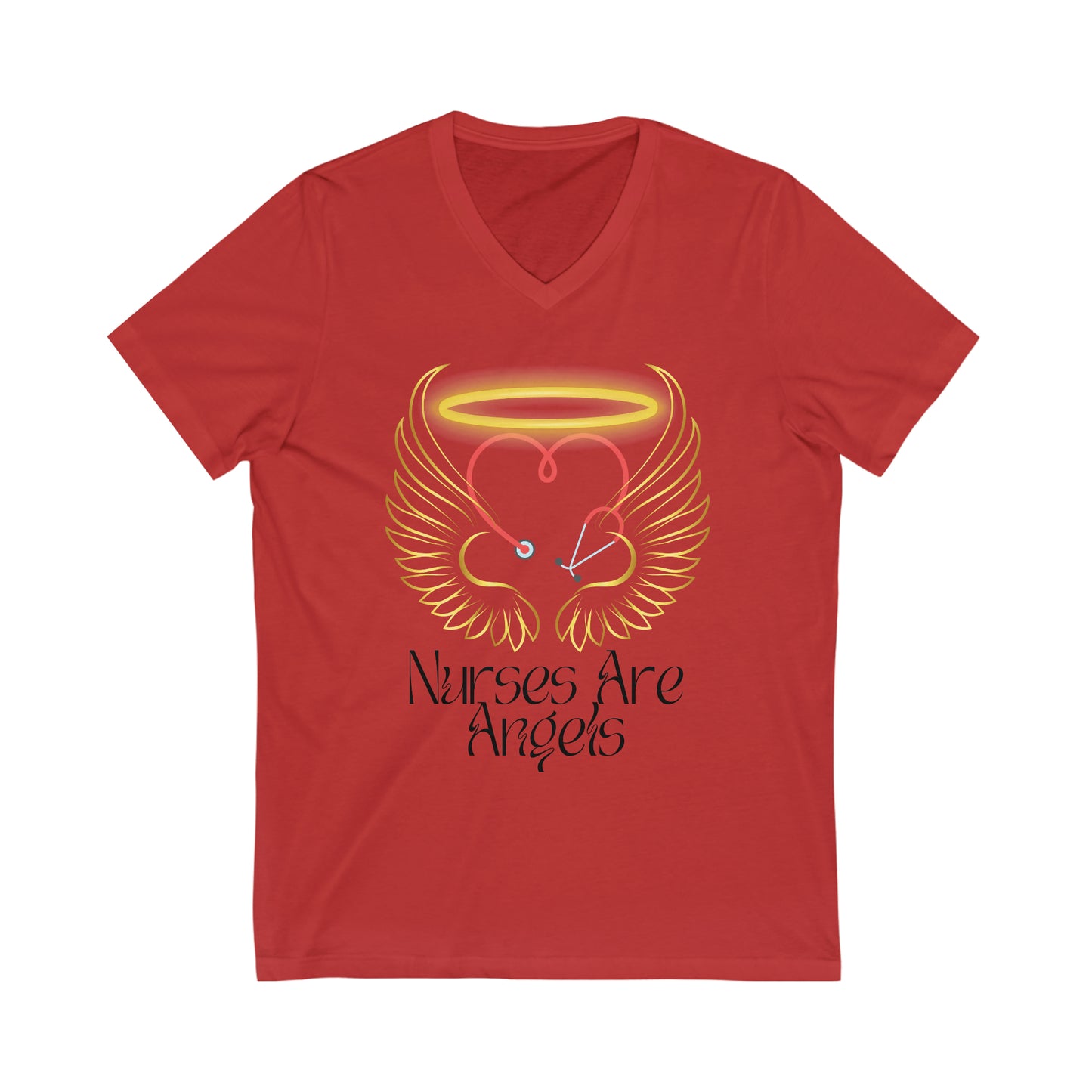 "Nurses are Angels" - Jersey Short Sleeve V-Neck Tee