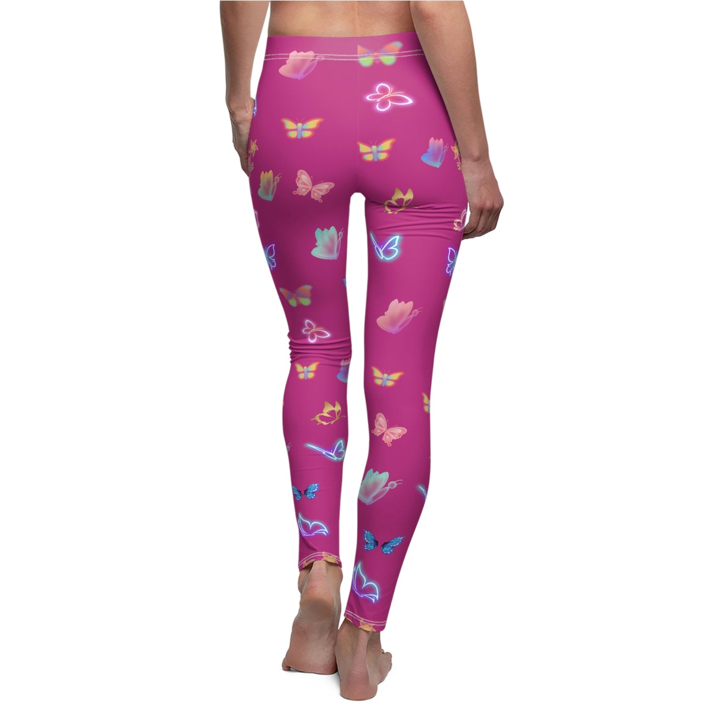 Pink Glowing Butterflies Women's Casual Leggings