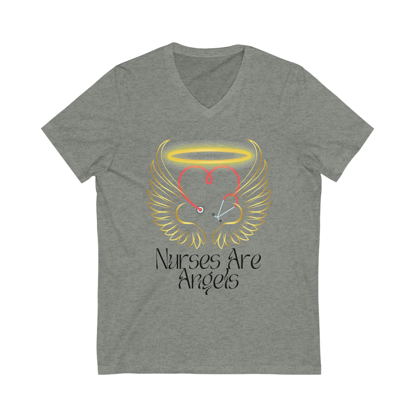 "Nurses are Angels" - Jersey Short Sleeve V-Neck Tee