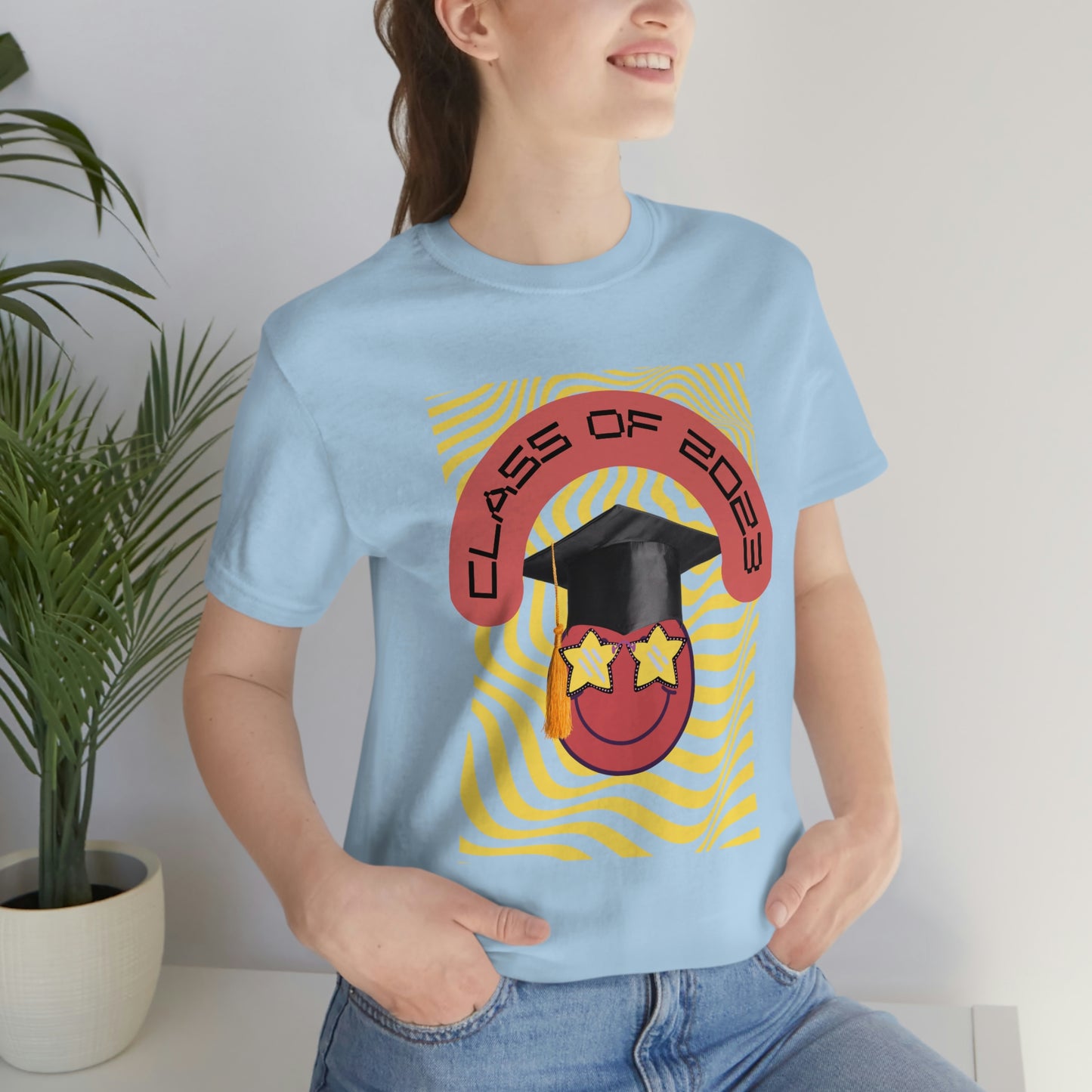 "Starry Eyed 2023 Smiley Graduate" Unisex Jersey Short Sleeve Tee