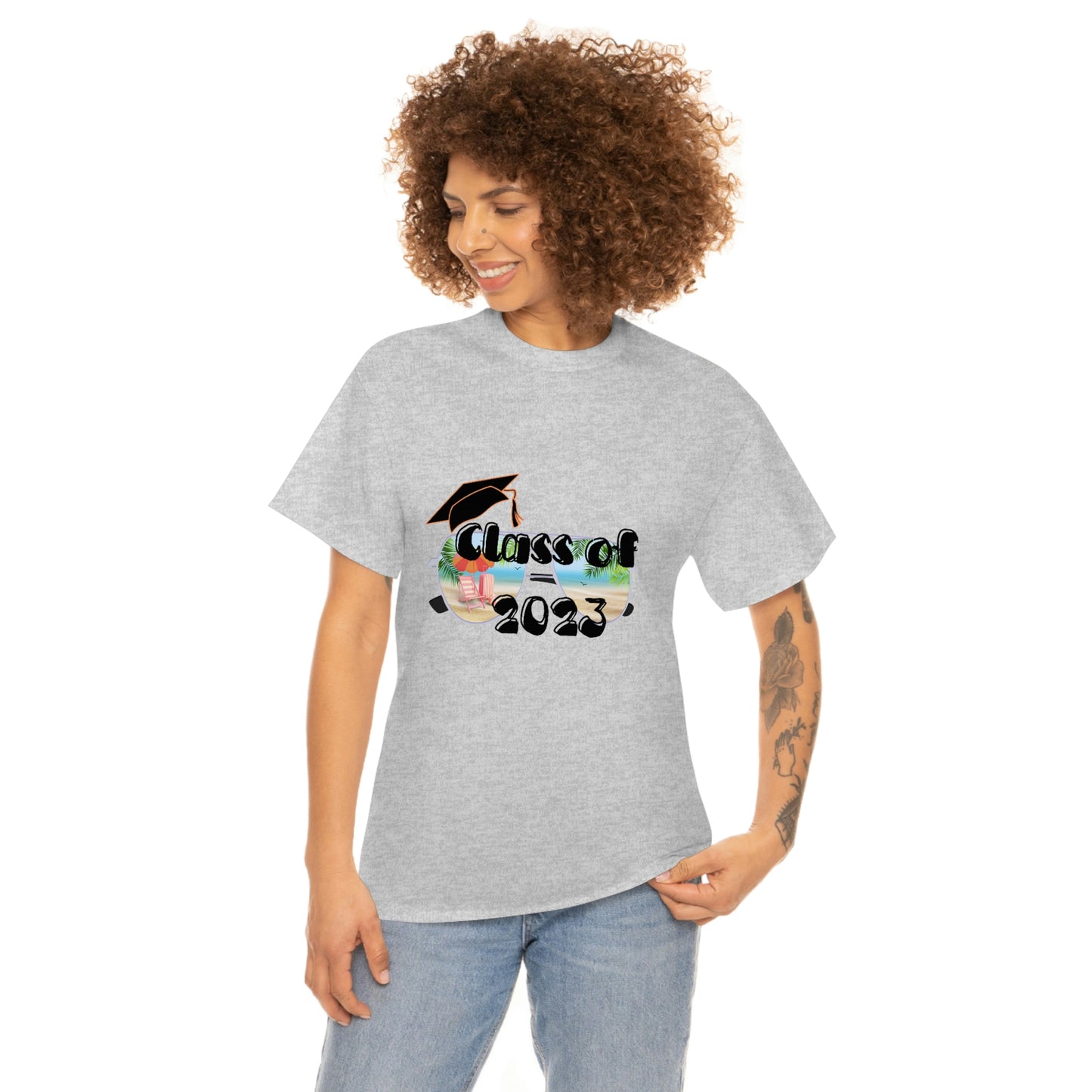 "Class of 2023 Cap over Shades": 2023 Graduate: Unisex Heavy Cotton Tee