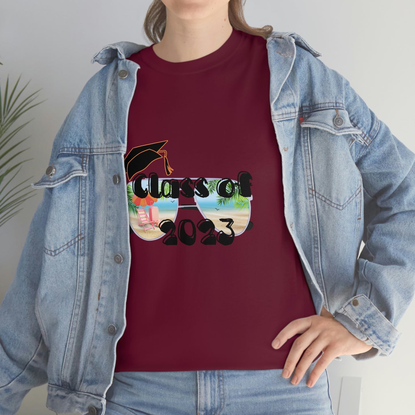 "Class of 2023 Cap over Shades": 2023 Graduate: Unisex Heavy Cotton Tee