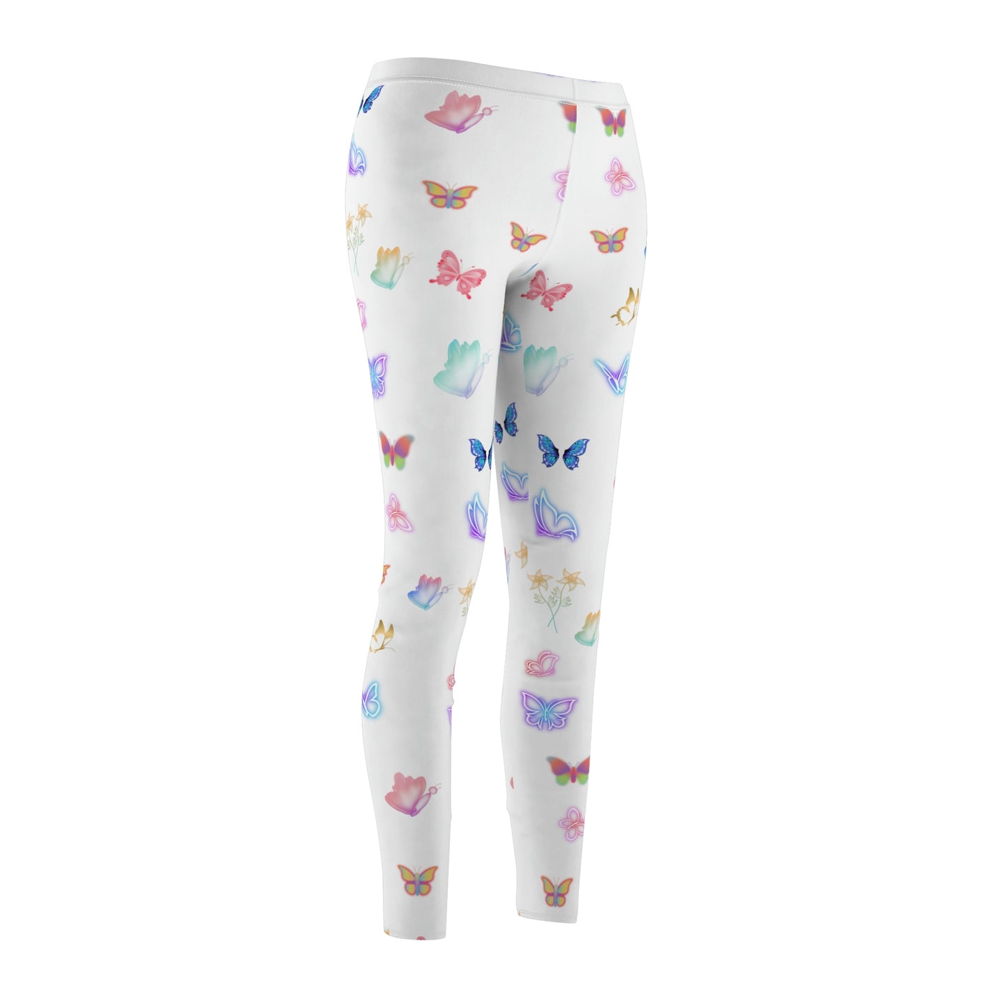 White Glowing Butterflies Women's Casual Leggings