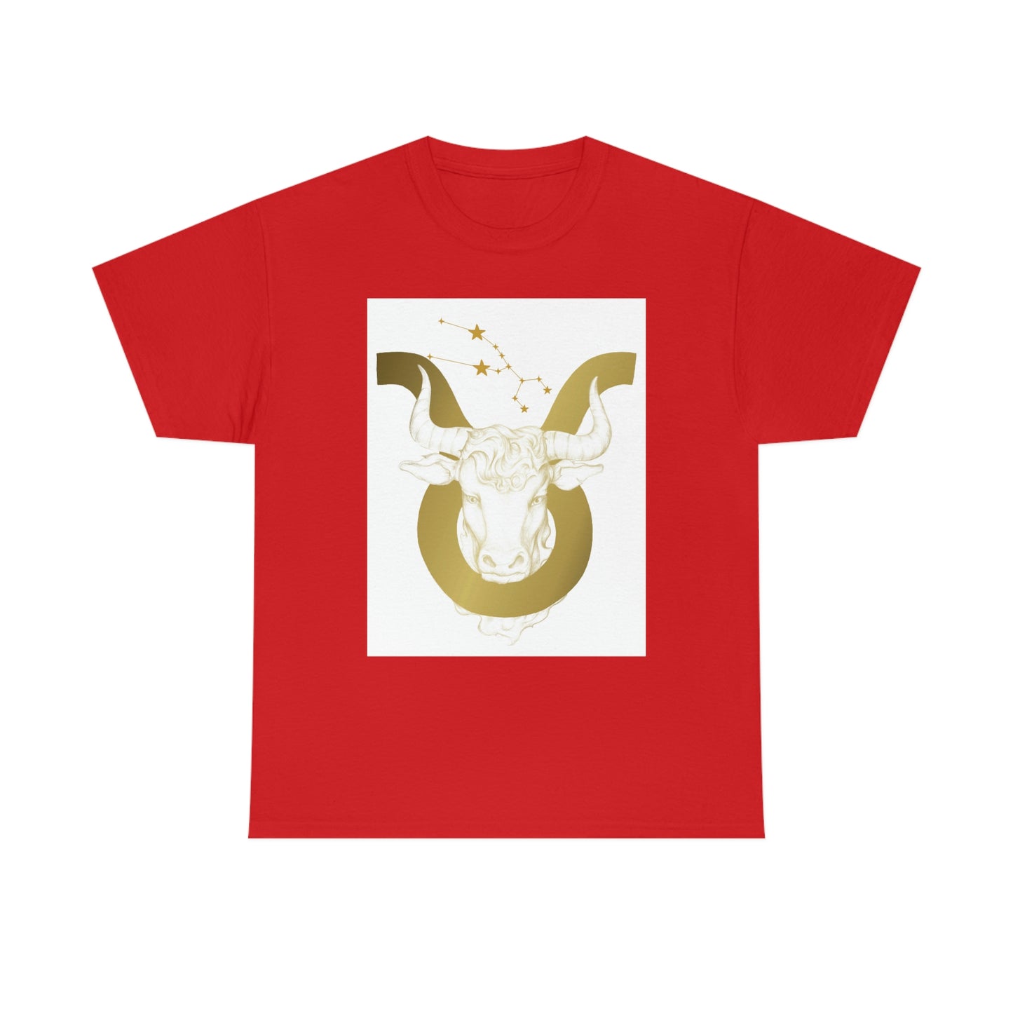 "Taurus Bull Head in Symbol" With White Background Unisex Heavy Cotton Tee