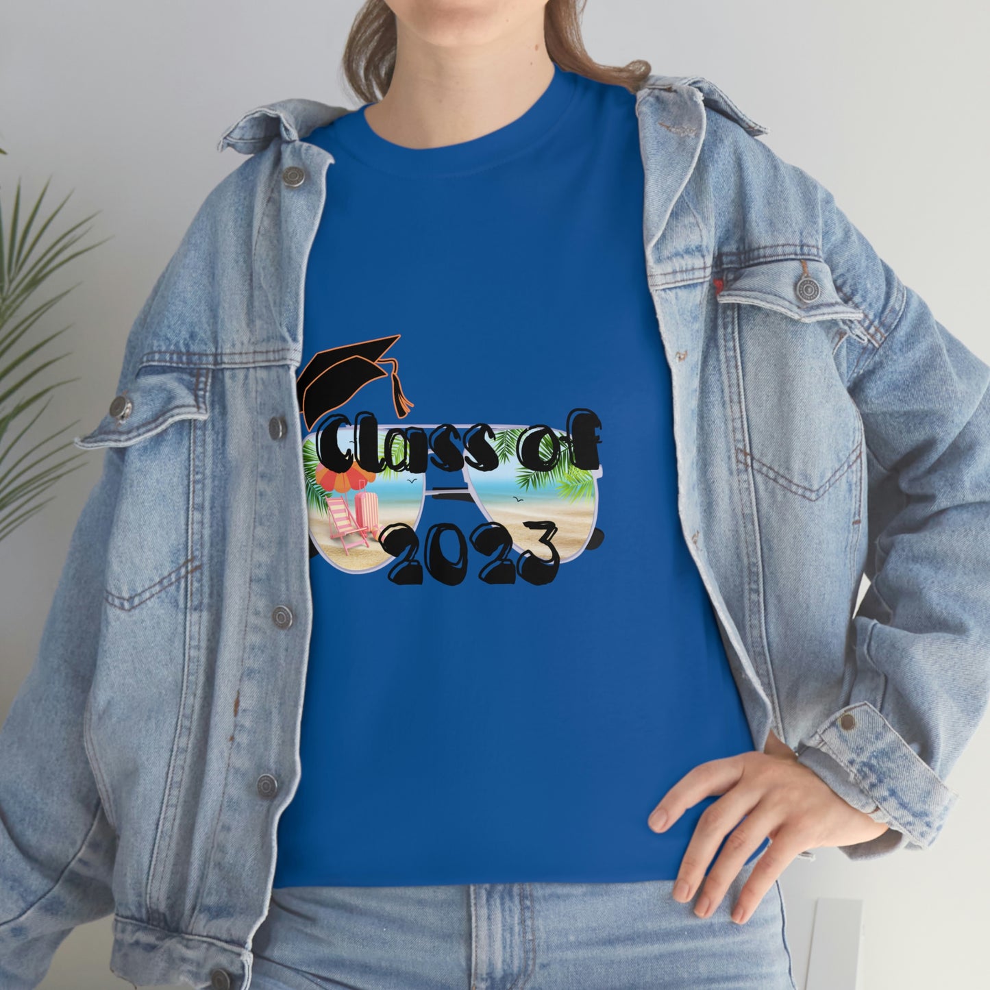 "Class of 2023 Cap over Shades": 2023 Graduate: Unisex Heavy Cotton Tee