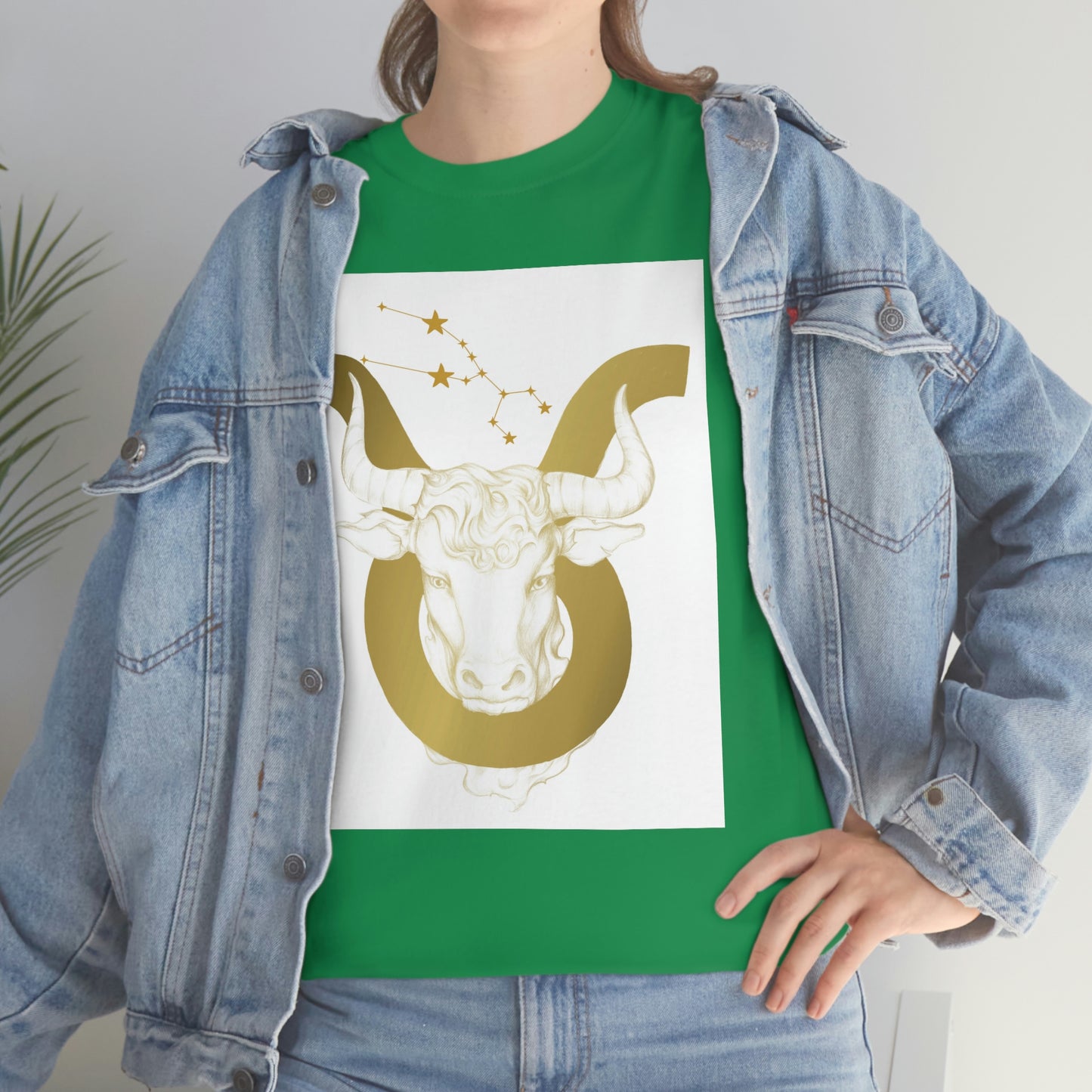 "Taurus Bull Head in Symbol" With White Background Unisex Heavy Cotton Tee