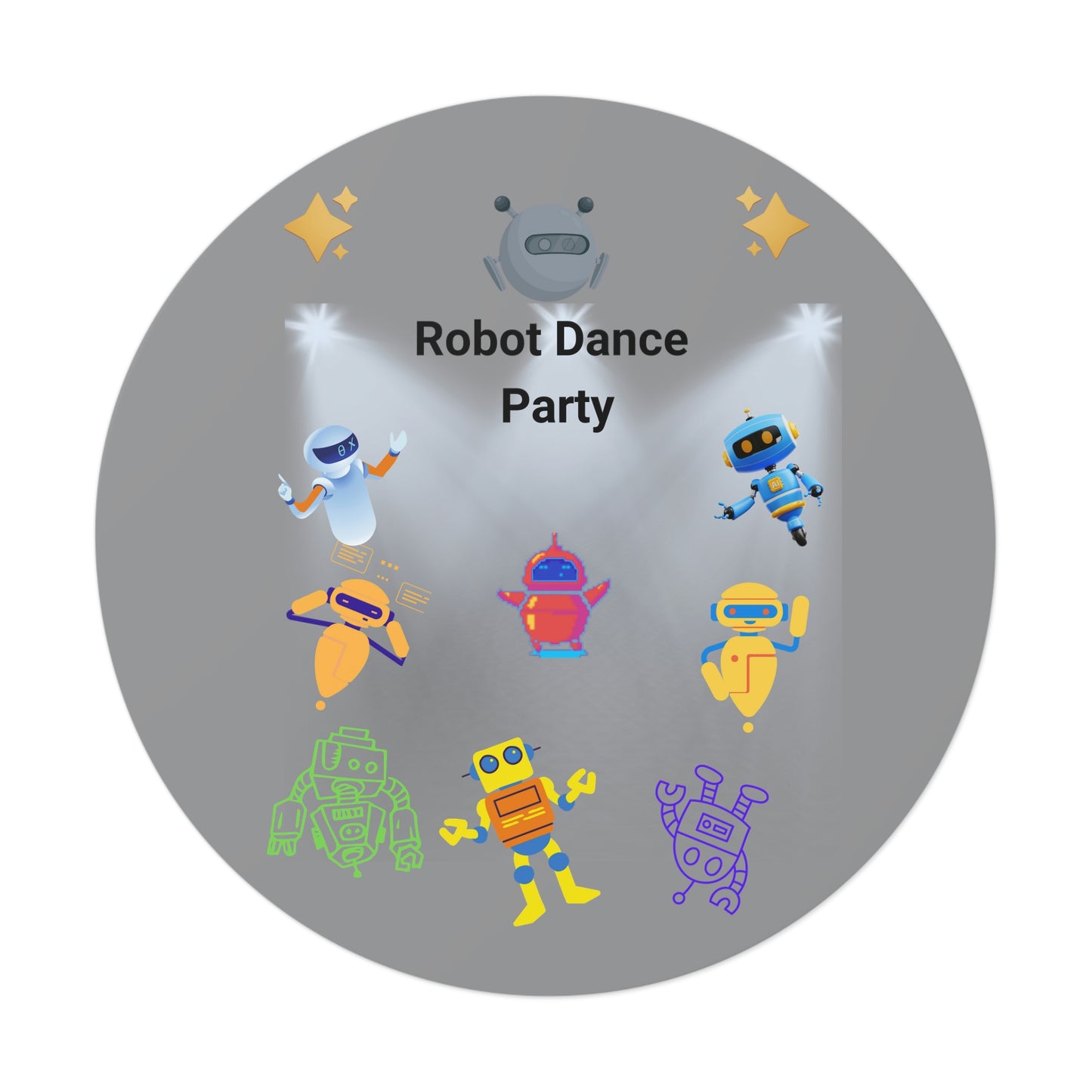 "Robot Dance Party" - Round Vinyl Stickers