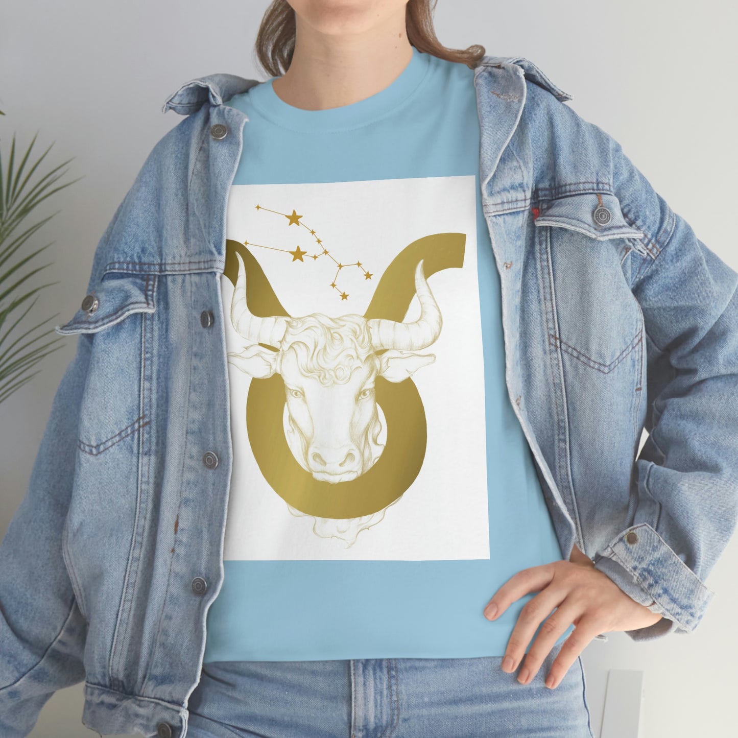 "Taurus Bull Head in Symbol" With White Background Unisex Heavy Cotton Tee