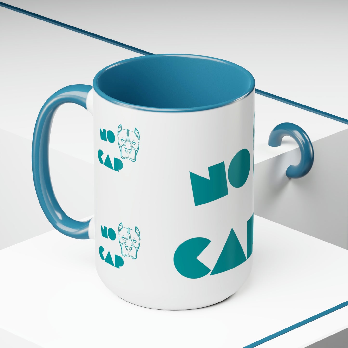 "NO CAP" Two-Tone Coffee Mugs, 15oz