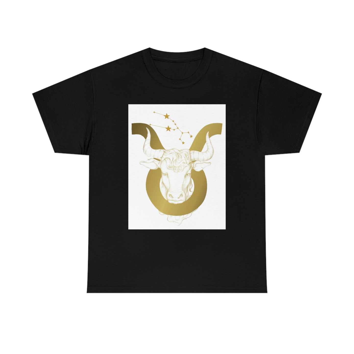 "Taurus Bull Head in Symbol" With White Background Unisex Heavy Cotton Tee