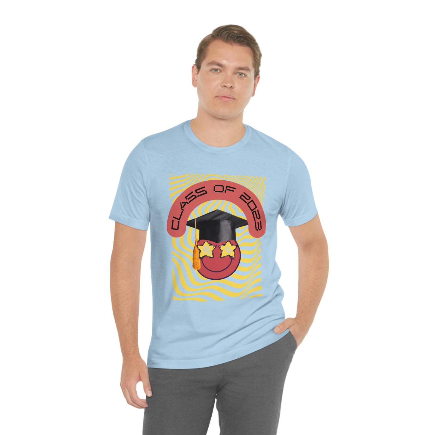 "Starry Eyed 2023 Smiley Graduate" Unisex Jersey Short Sleeve Tee